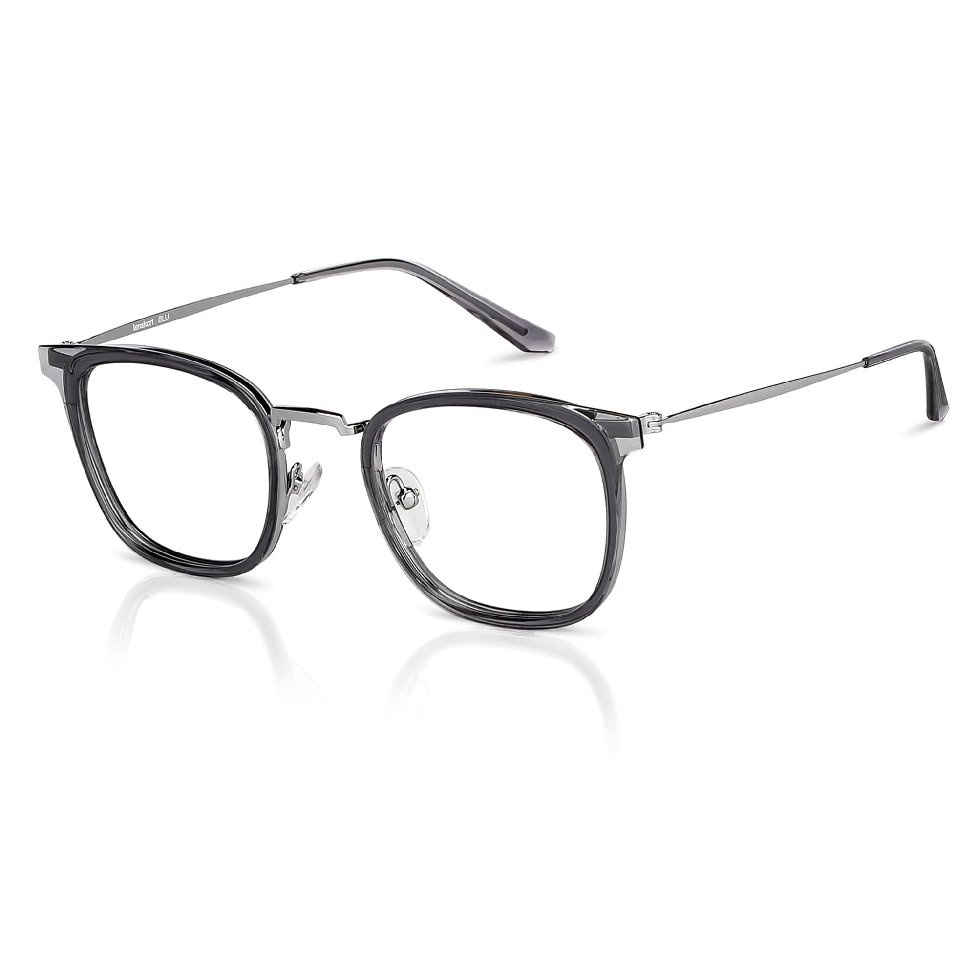 Zero Power Blue Cut Computer Glasses | Anti Glare, Lightweight & Blocks Harmful Rays | Full Rim Square | 100% UV Protected | For Men and Women | Medium | LB E13529