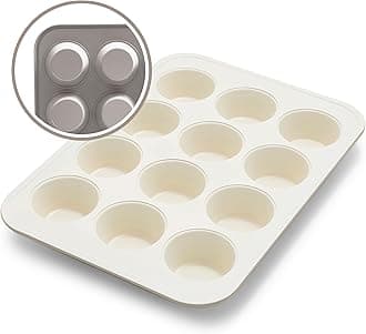 GreenLife 12-Cup Muffin Pan, PFAS-Free Healthy Nonstick Baking Tray, 11.4" x 1.9" x 15.9", Durable Ceramic Bakeware, Cupcakes, Egg Bites, Tarts, Brownies, Taupe