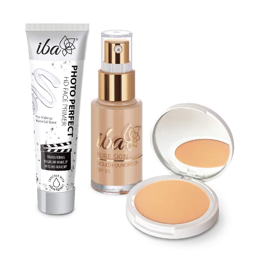 Iba Primer + Foundation + Compact Combo (Natural Beige)