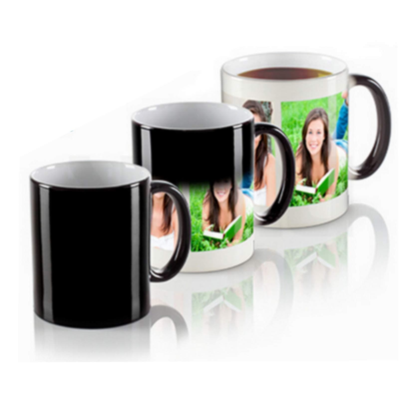 Personalised Magic Mug with ONE or Two Image Photo Collage Colour Changing Black Heat Activated Gift Your Image Photo Logo Text Cup Hidden Message Birthday Christmas