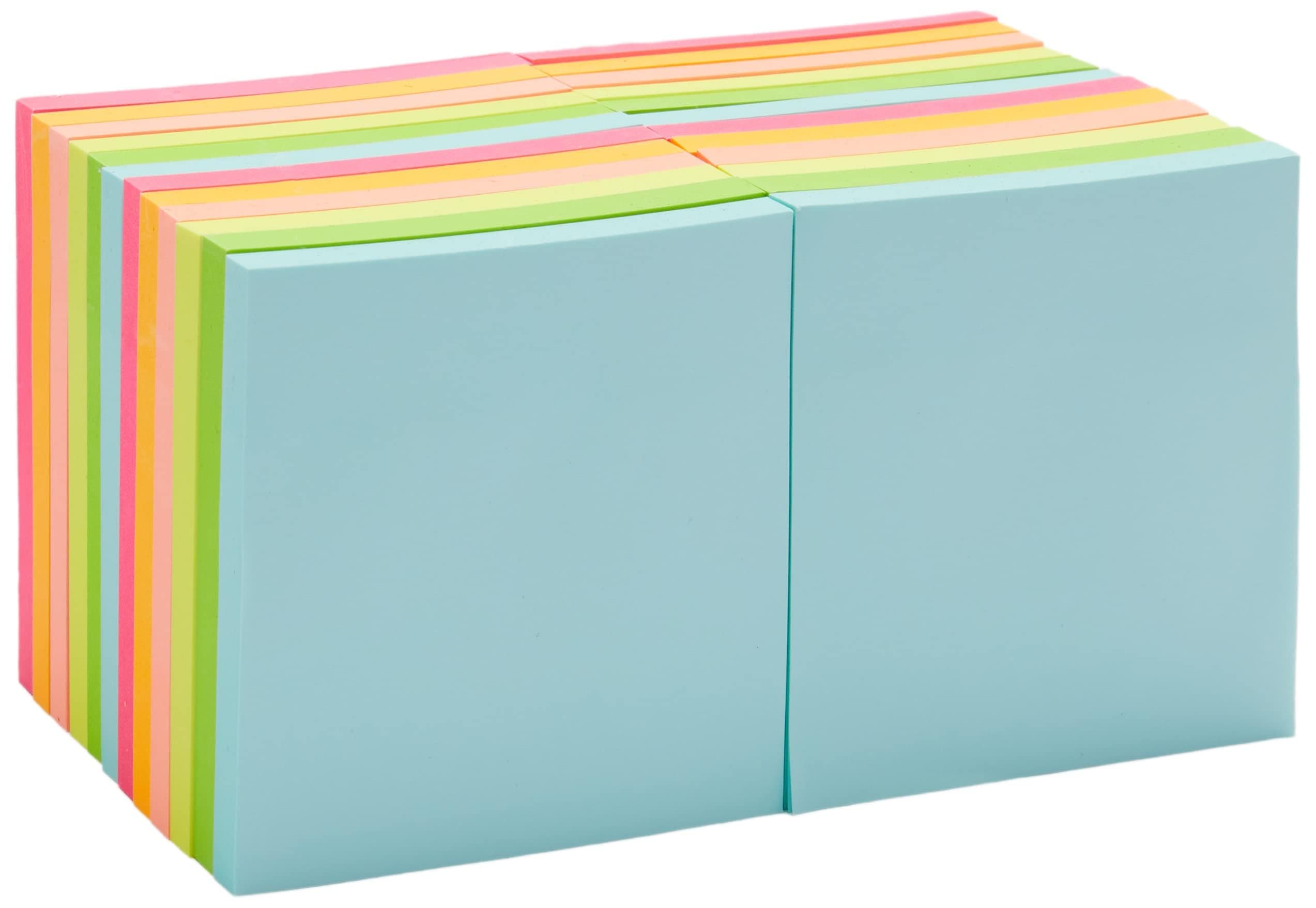 Amazon Basics Square Sticky Notes, 7.6 x 7.6 cm, 24-Pack, Assorted Colors