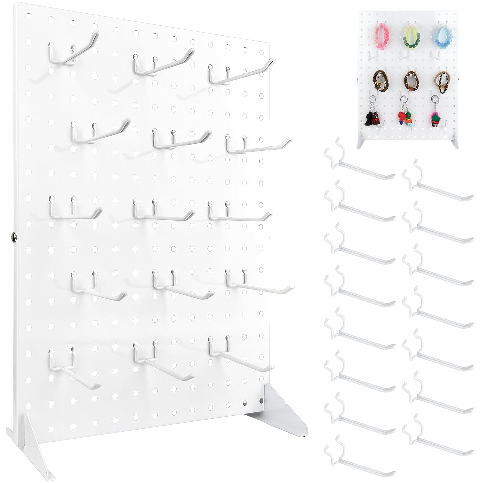 Metal Pegboard Display Stand with 15 Peg Hooks for Craft Shows & Fairs, Jewel...