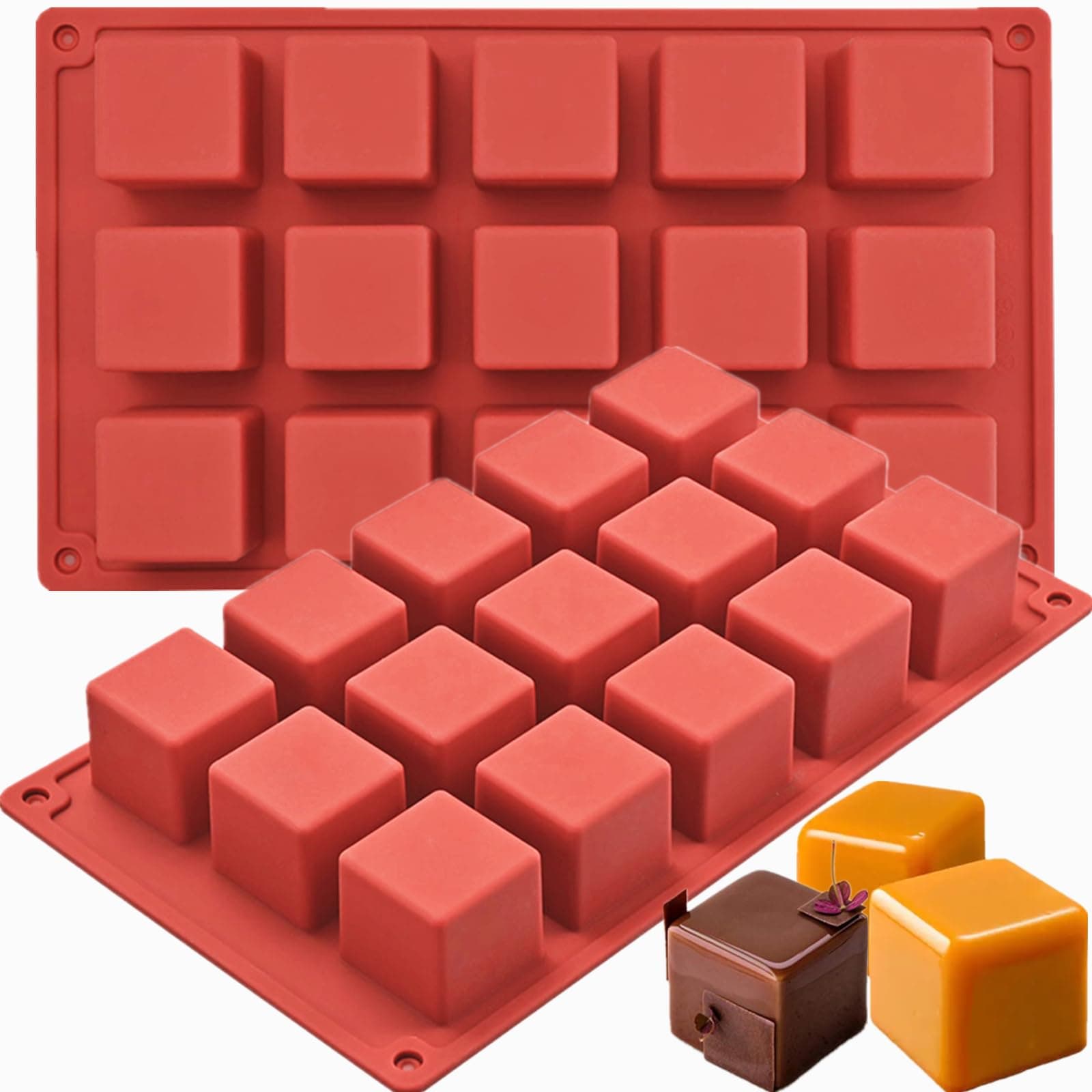 JOERSH Cube Cake Silicone Mold | 1.2" x 1.2" x 1.2" 3D Square Silicone Molds for Baking for Chocolate, Candy, Truffle, Jello, Mini Brownie Bites, Ice Cube, 30-Cavity