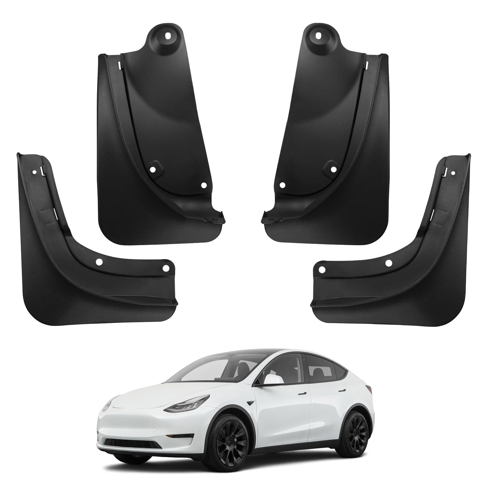 BASENOR 2020-2024 Tesla Model Y Mud Flaps Splash Guards Winter Vehicle Sediment Protection No Need to Drill Holes Vehicle Tire Protector Mudflaps All Weather Tesla Exterior Accessories (Set of 4)