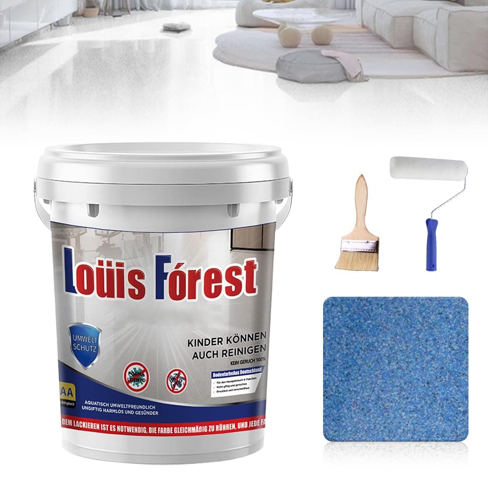 Louis Forest Epoxy Floor Paint, High-Gloss Marble Effect Epoxy Floor Coating, Waterproof Water-Based Epoxy Floor Paint, Concrete and Garage Floor Paint,Interior or Exterior (Blue)