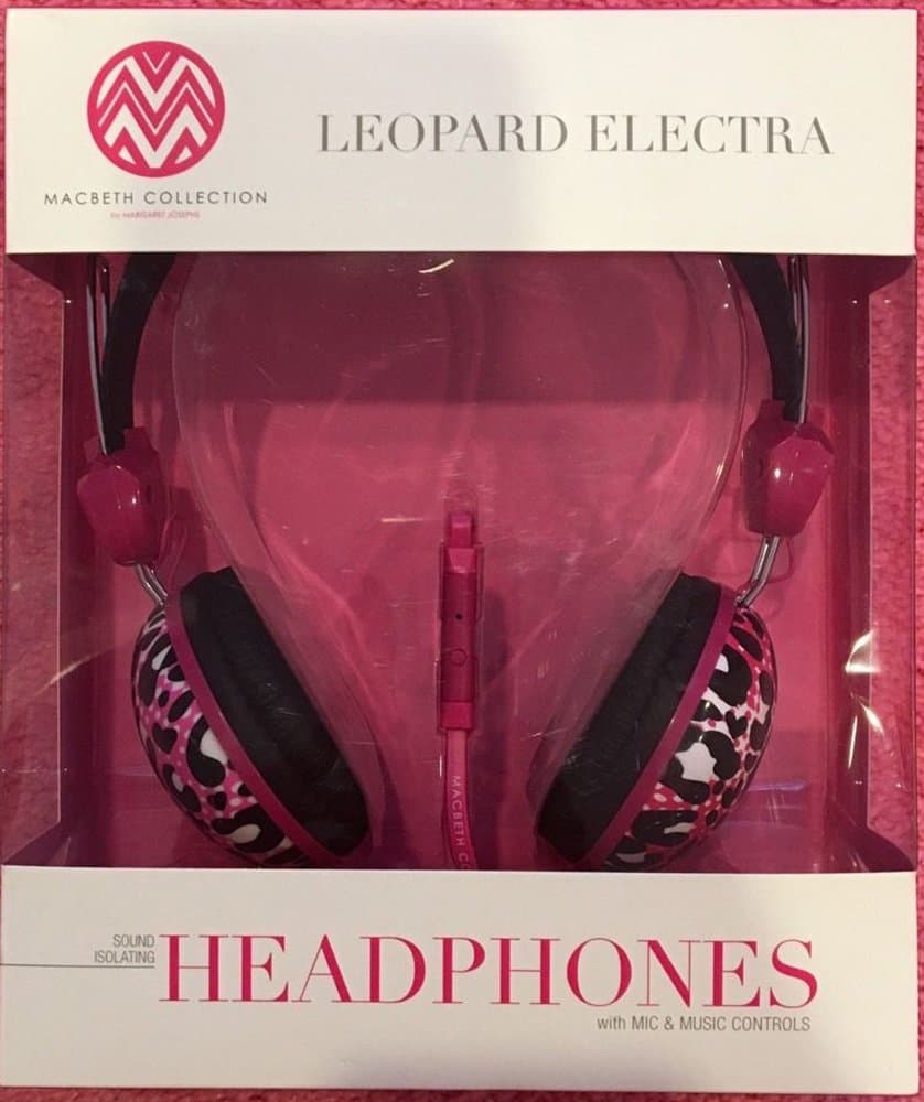 Macbeth Headphone With Mic Music Control Pink Leopard