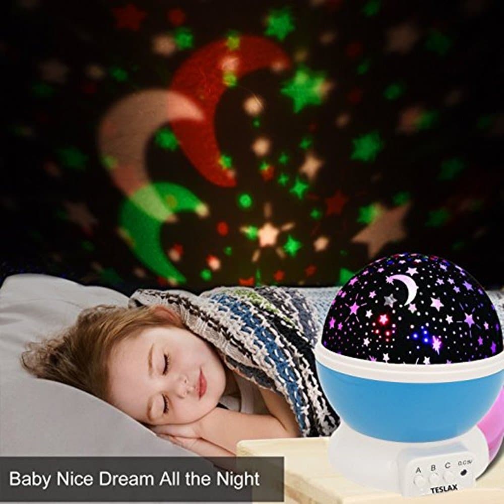 Galaxy Night Light, Star Projector, 360 Rotating, DC5V / AAA Battery Powered, Ideal Bedroom Lamp for Children and Baby (Blue)