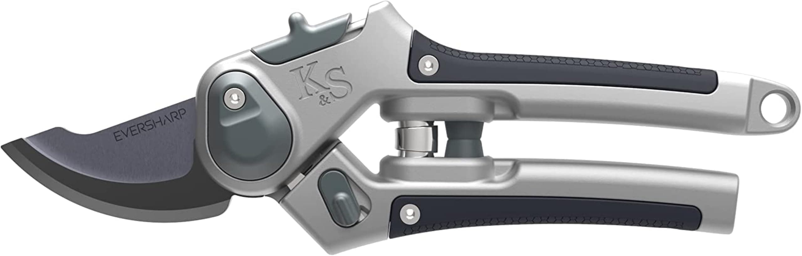 Kent & Stowe Eversharp Bypass Secateurs, Adjustable Garden Shears Suitable for Live, Delicate Wood, All Year Round Garden Tools Made from Carbon Steel, Aluminium, and Ash Wood