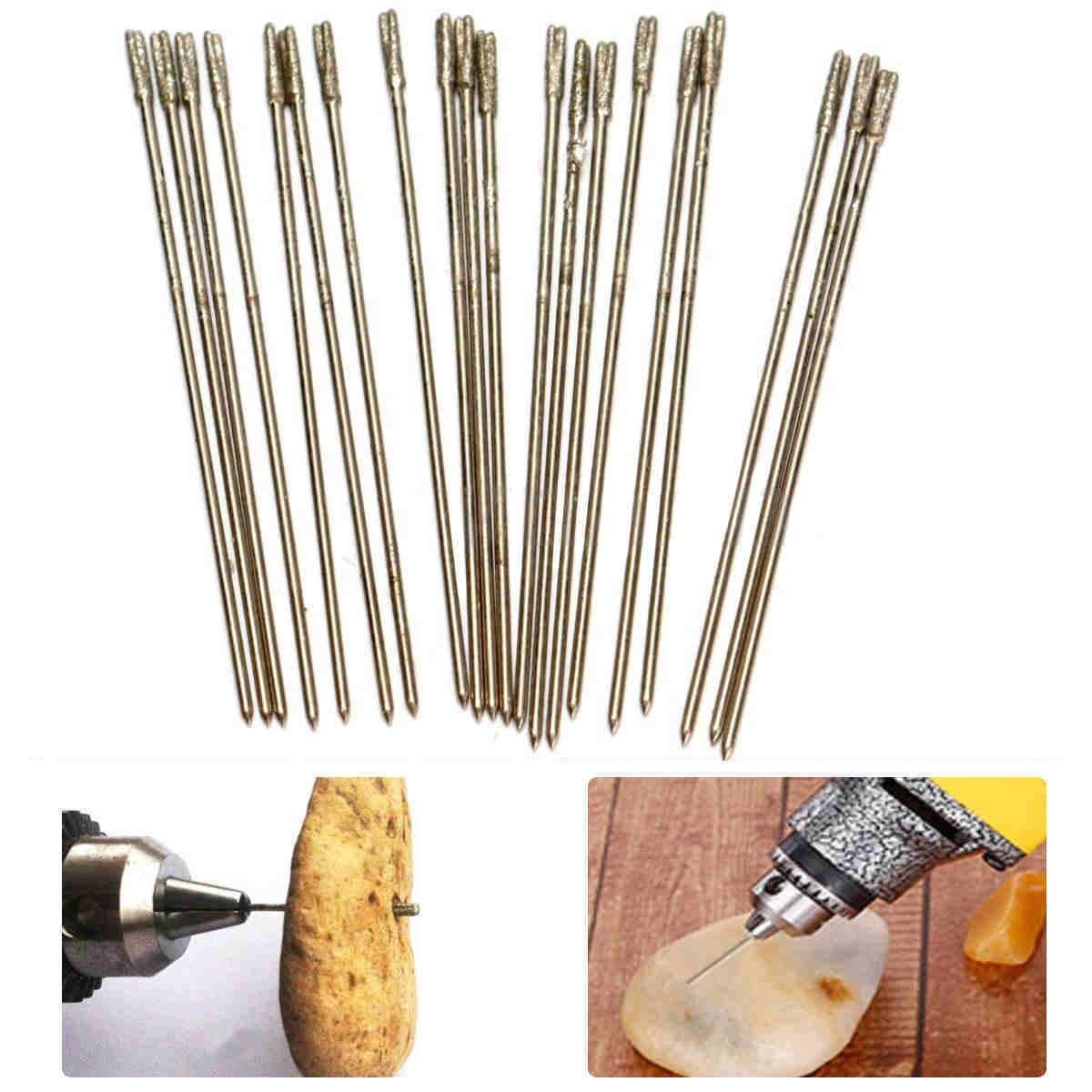 Nikou Lapidary Drill Bit - 1mm Diamond Coated Lapidary Drill Bits, Solid Bits Needle, Agate Drill Bit for Jewelry Agate 20pcs/pack