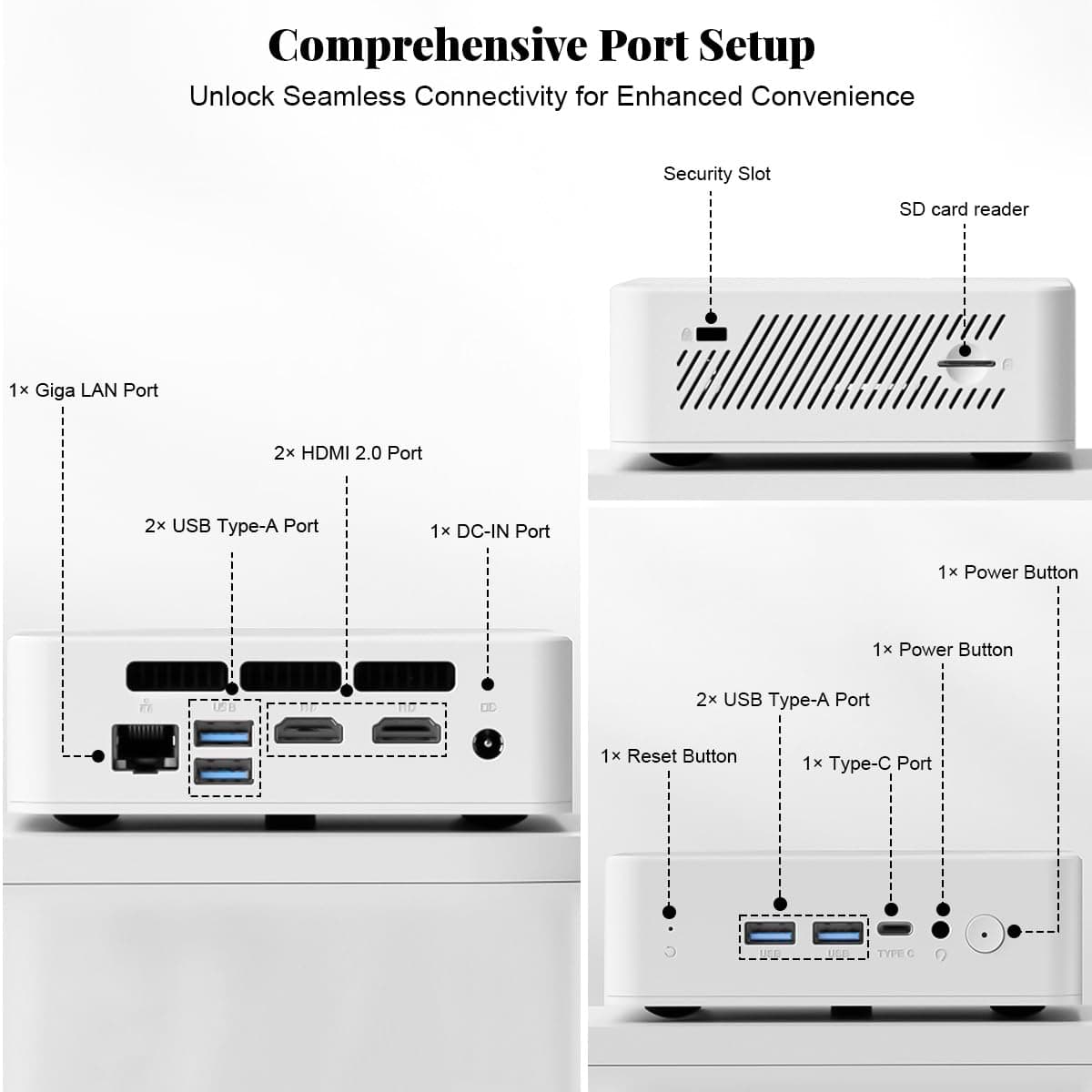 NIMO Mini PC Desktop, 16GB RAM 512GB SSD 12th Gen N100(Beat i3 1115G4) Mini Desktop Computers with USB3.2 BT5.2 WiFi 6, 4K Triple-Monitor Display Micro Computer for Student Home Office