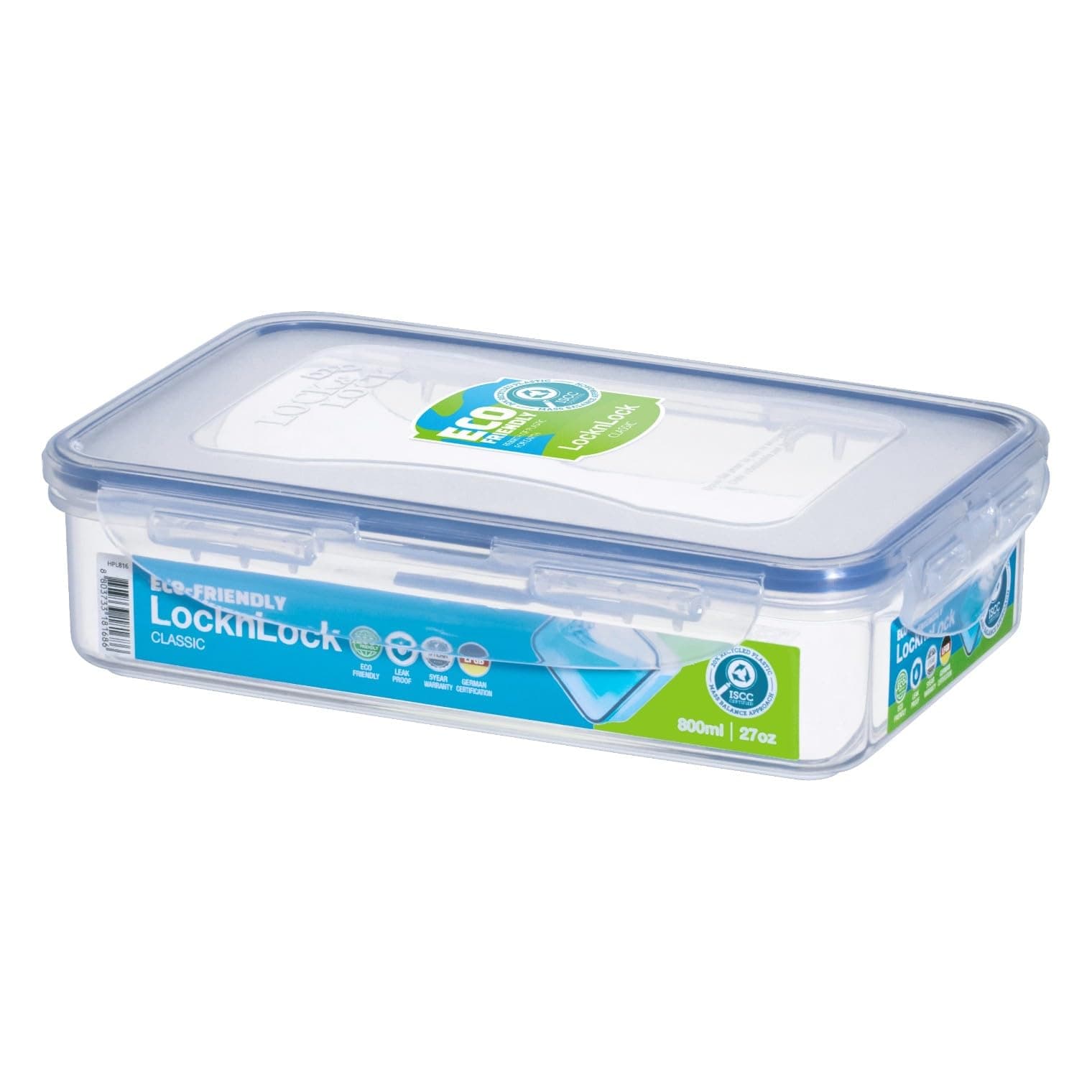 LocknLock Rectangular 800ml (207 x 134 x 53mm), Clear/Blue