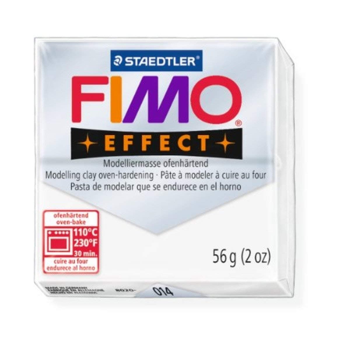 FIMO Effect Translucent (014) FIMO Effect Polymer Modelling Moulding Clay Block Oven Bake Colour 56g (Pack of 1)