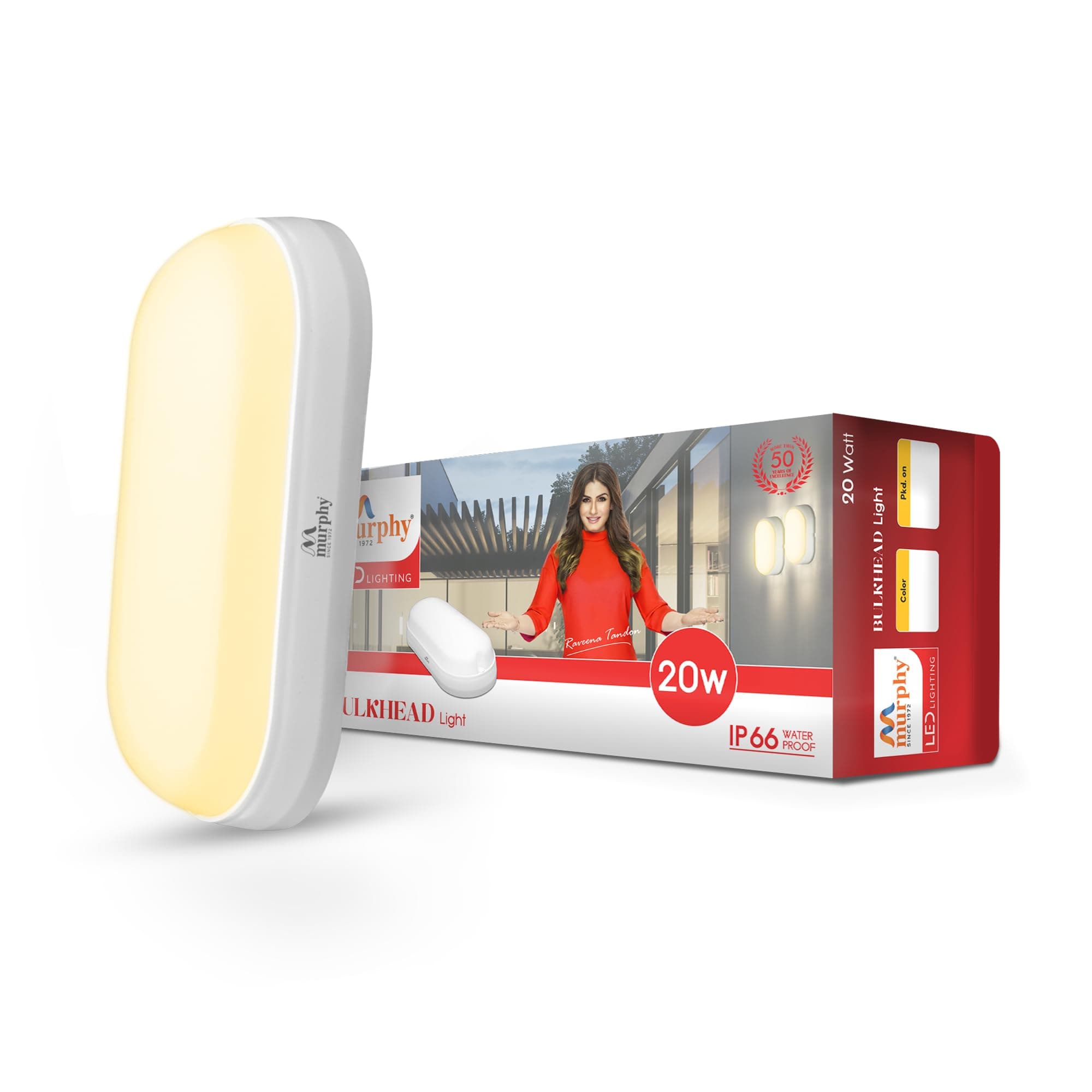 20W LED Oval Shape Bulkhead Wall Lamp | IP66 Waterproof Outdoor Light for Gardens, Porches & Bathrooms | Warm White, Pack of 1 | 2-Year Warranty