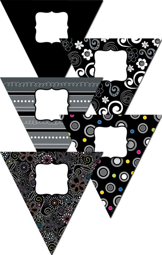 Creative Teaching Press 10-Inch Jumbo Designer Cut-Outs, BW Pennants (5979)