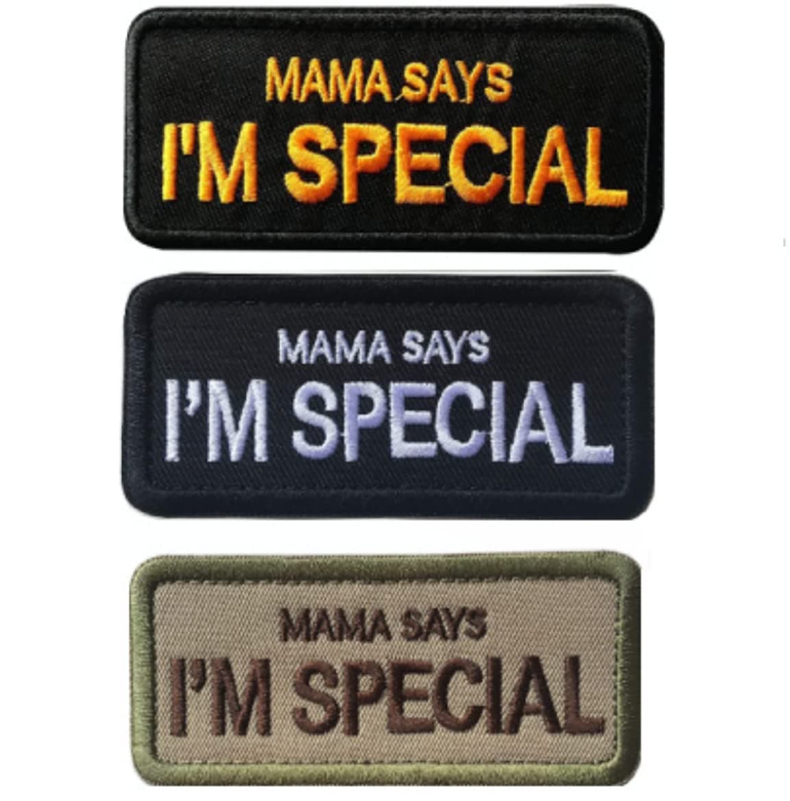 3 Pieces Applique Patch Embroidered Patch Mama-SAYS-I'm-Special English Letter Words Sew On Patch Hook & Loop Badge Armband for Bag Clothes Hat
