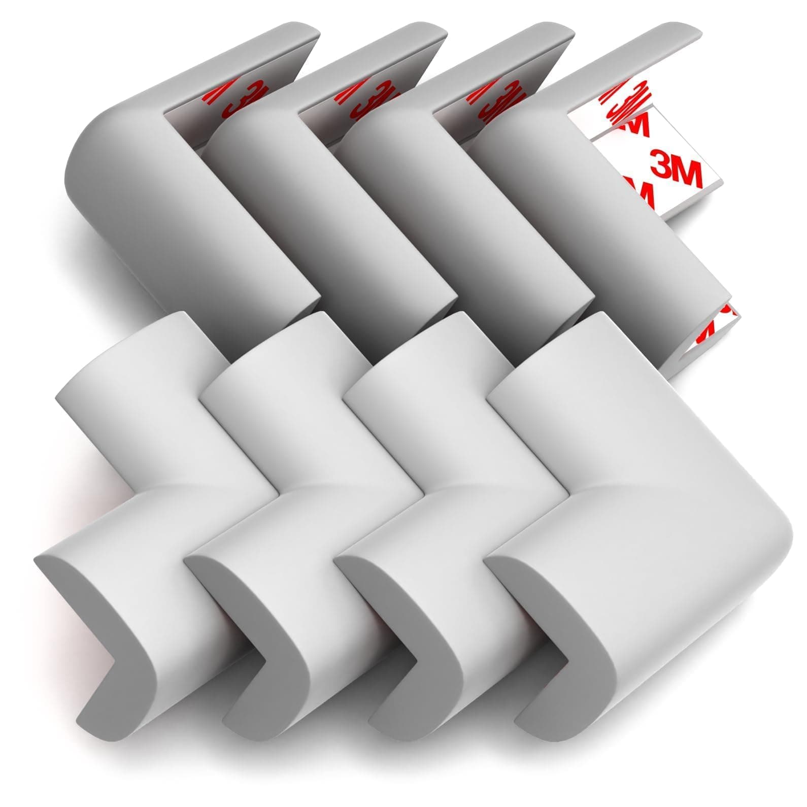 8-Pack Baby Proofing Corner Guards, Soft Rubber Corner Protectors for Furniture, 3M Adhesive Pre-Taped Corner Bumper Guards, Child Proof Safety for Fireplace, Table, Cabinet & Stairs, Grey