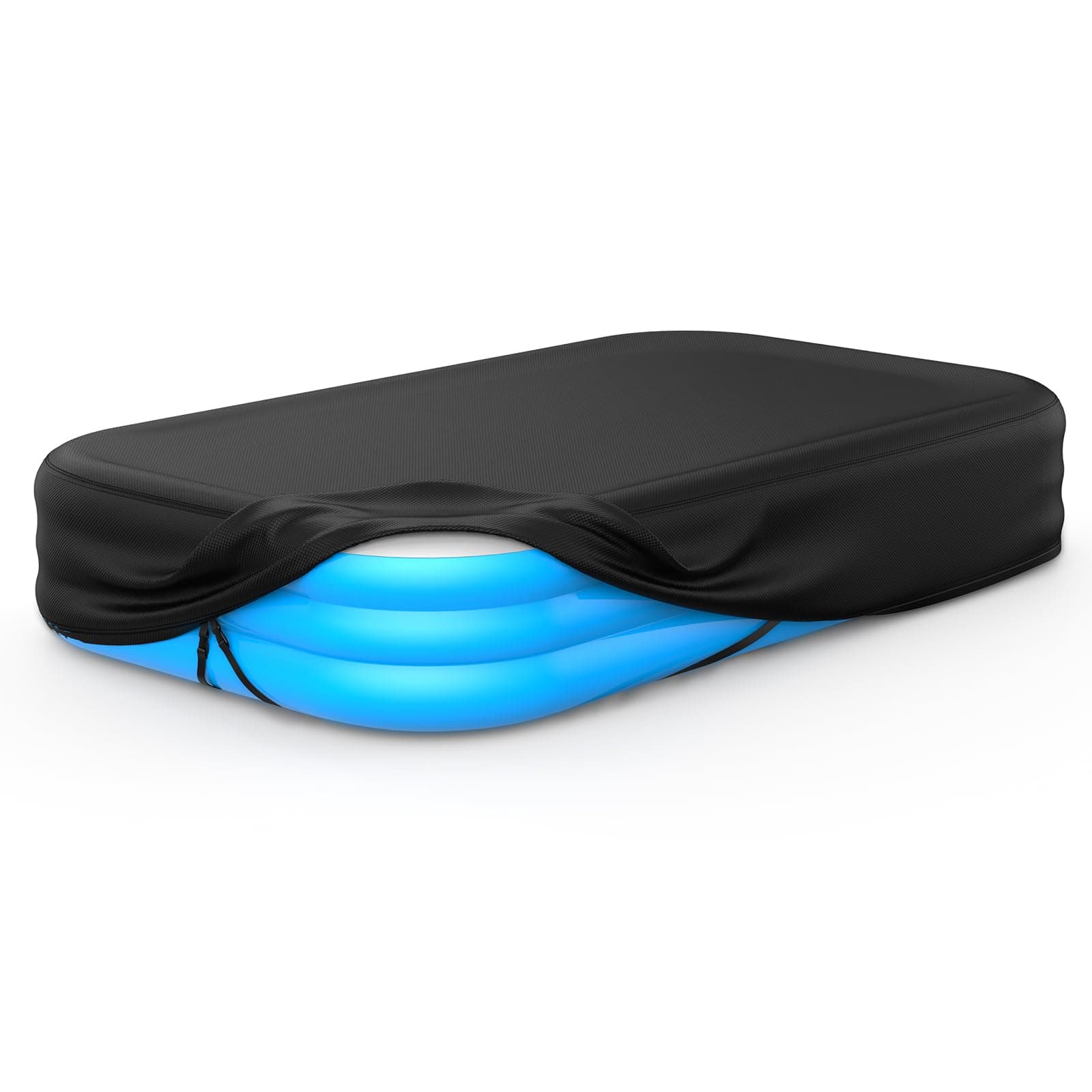 Rectangular Pool Cover for Inflatable Pool, Fits Blow Up Pool Size 120" L x 72" W, Built-in Elastic Band and Extra Buckle to Prevent Slipping, 10' x 6' Rectangle Above Ground Swimming Pool Cover