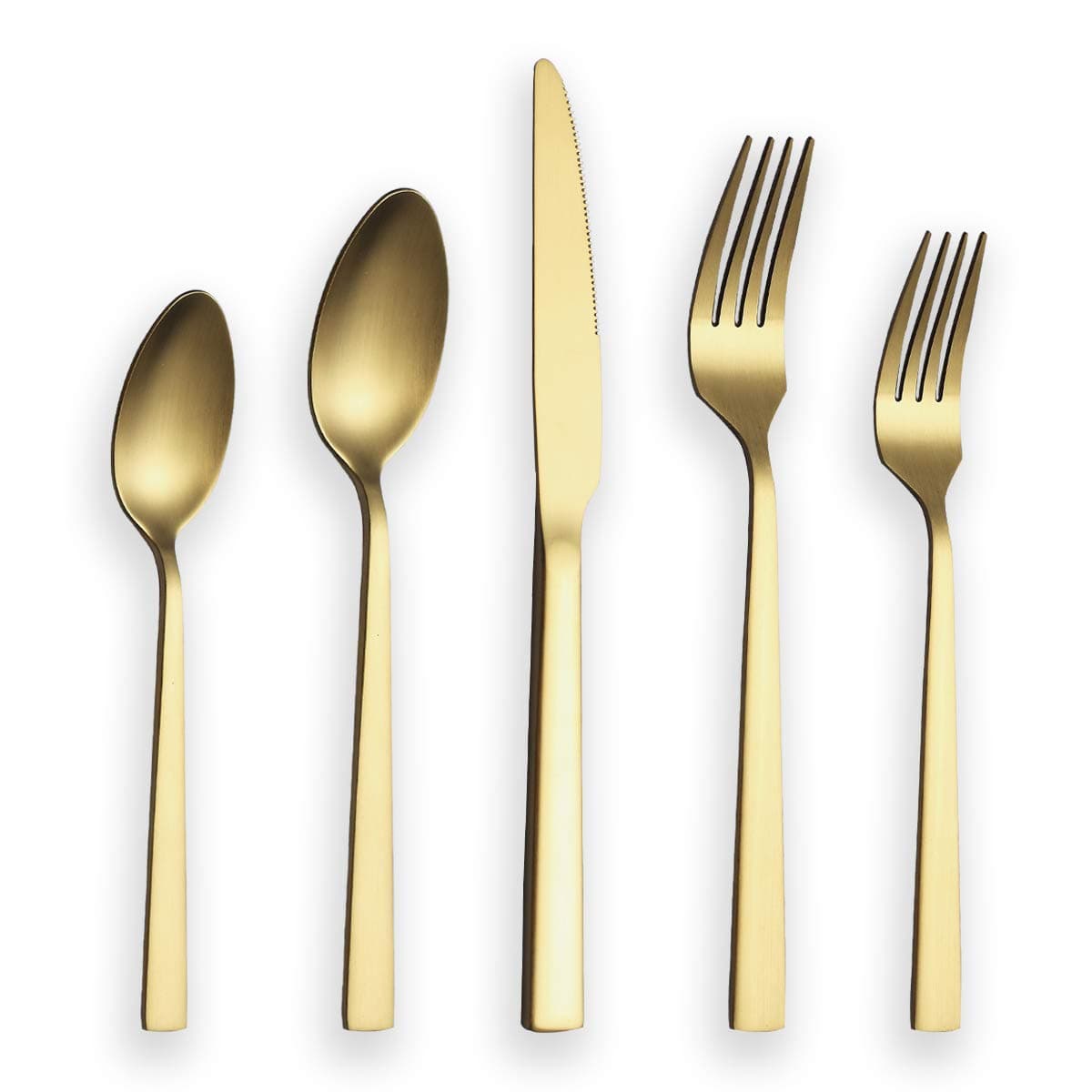 Brushed Gold Silverware Set, Berglander Satin Gold Flatware Set, Stainless Steel Heavy Duty Rust Proof Titianium Plating Dishwasher Safe Matte Cutlery Set Service For 4
