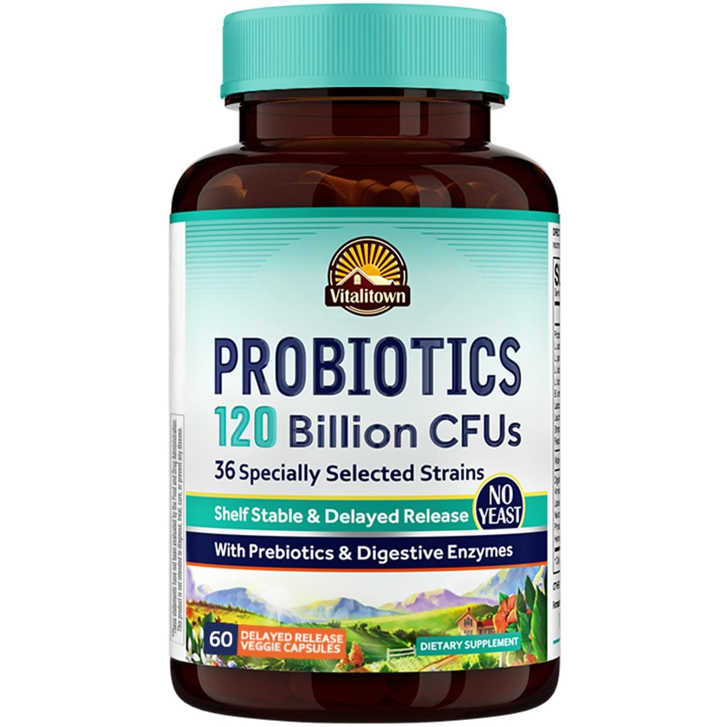 Probiotics 120 Billion CFUs | 36 Strains, with Prebiotics & Digestive Enzymes | Shelf Stable | Digestive Health & Immune Support | Vegan, Non-GMO | Pack of 1 | 60 Delayed Release Veg Caps