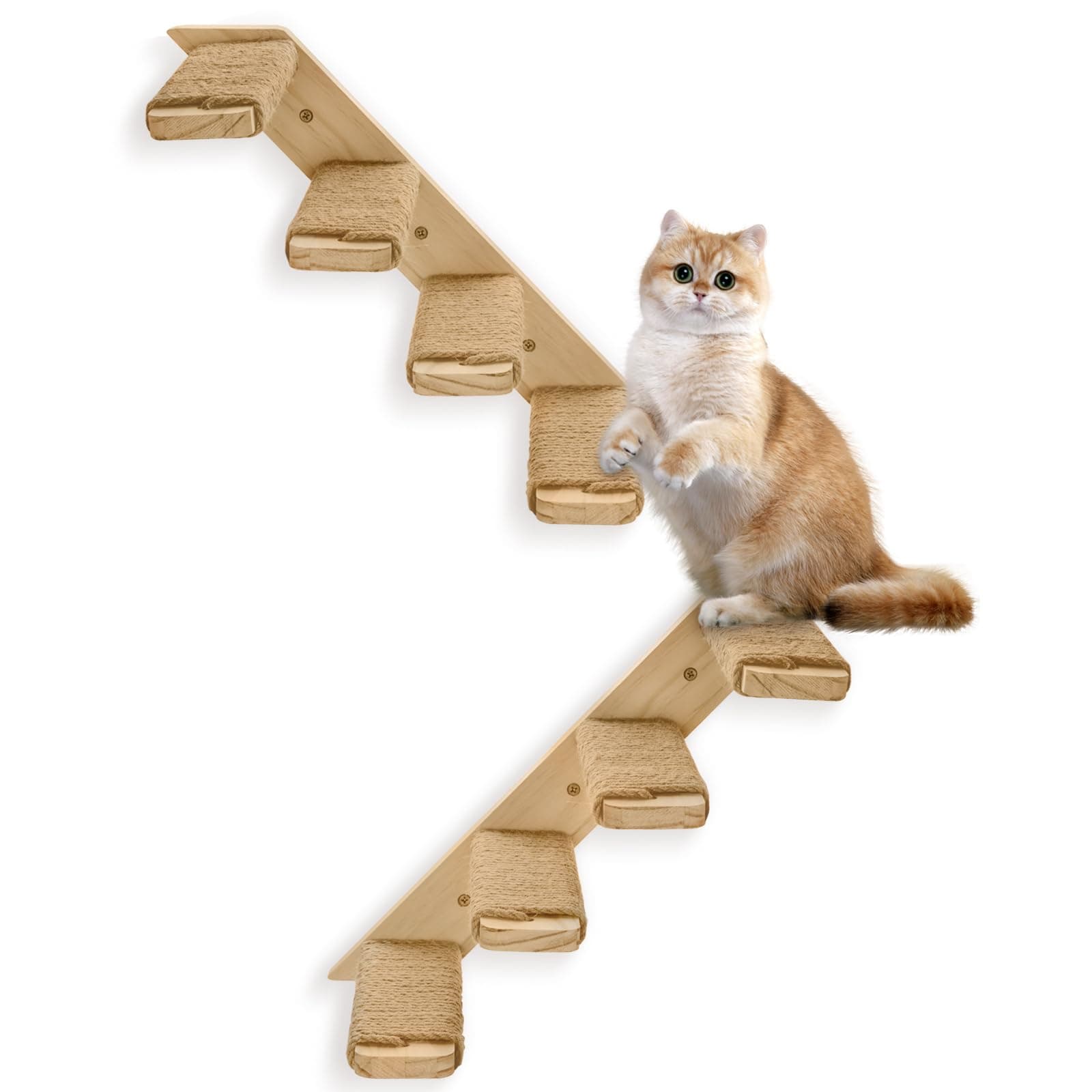 2 Pack 4 Steps Cat Wall Shelves and Stairs with Sisal Rope.Cat Wall Steps/Ladder Furniture ＆ cat Tree Supplies(Catstairs 2Pack-4Steps)