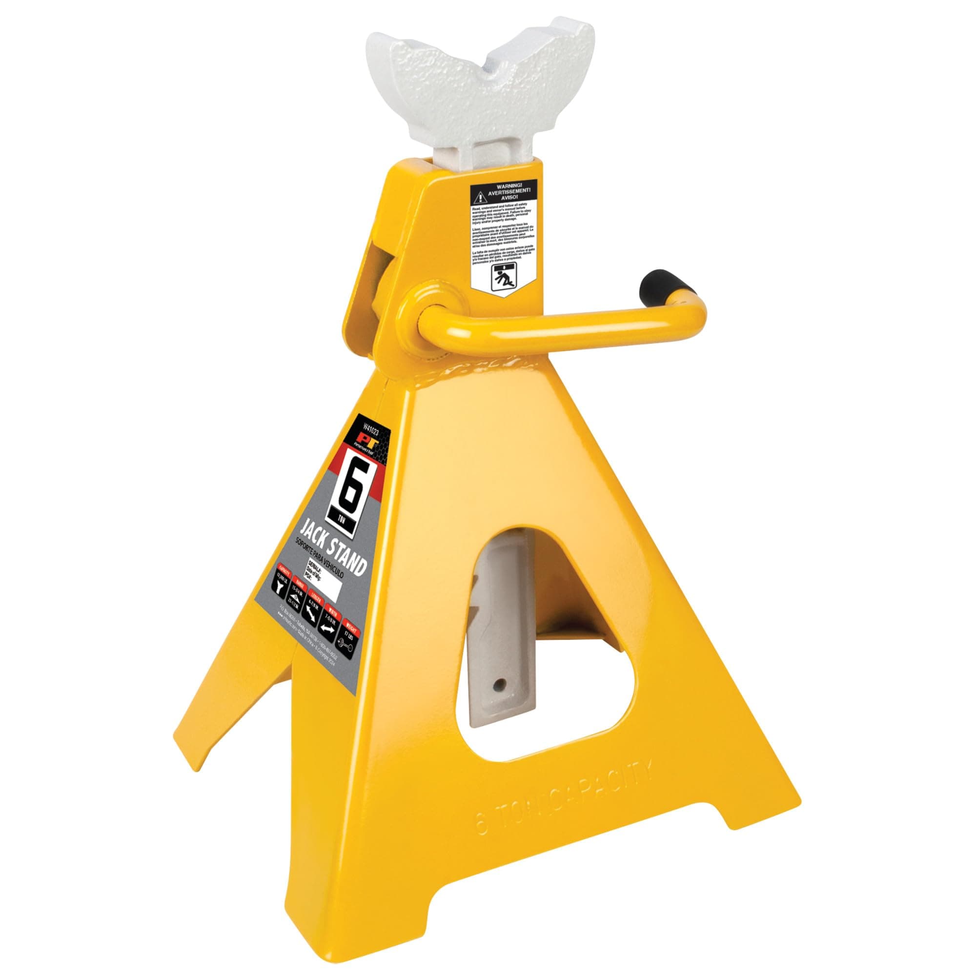 Performance Tool W41023 Ratchet Style Jack Stand Set for Lifting Vehicles During Maintenance, Yellow, 6-Ton