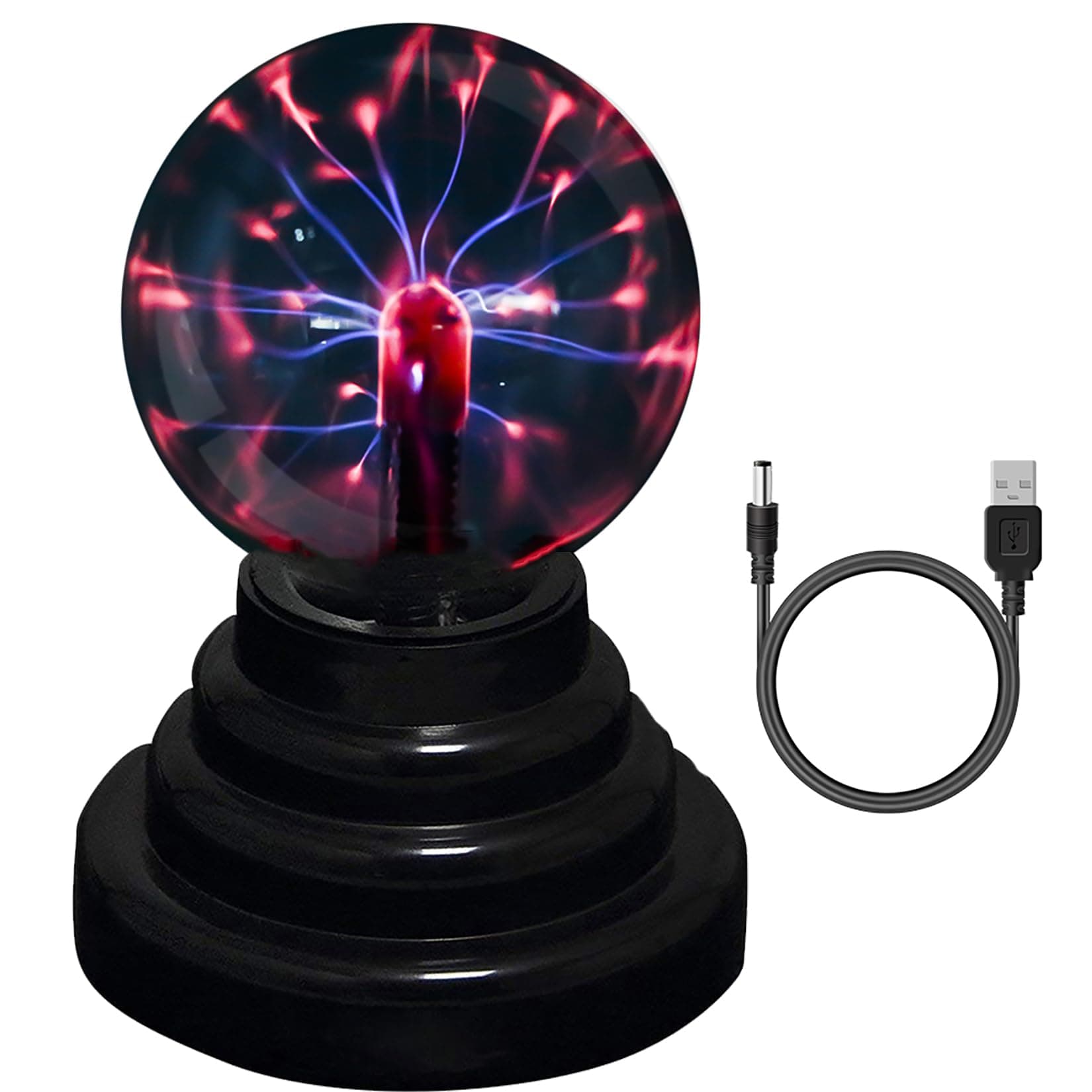 RioRand RR-USB-6IN Plasma Ball Lamp Light [Touch Sensitive] Nebula Sphere Globe Novelty Toy - USB or Battery Powered, 4" x 4" x 6"