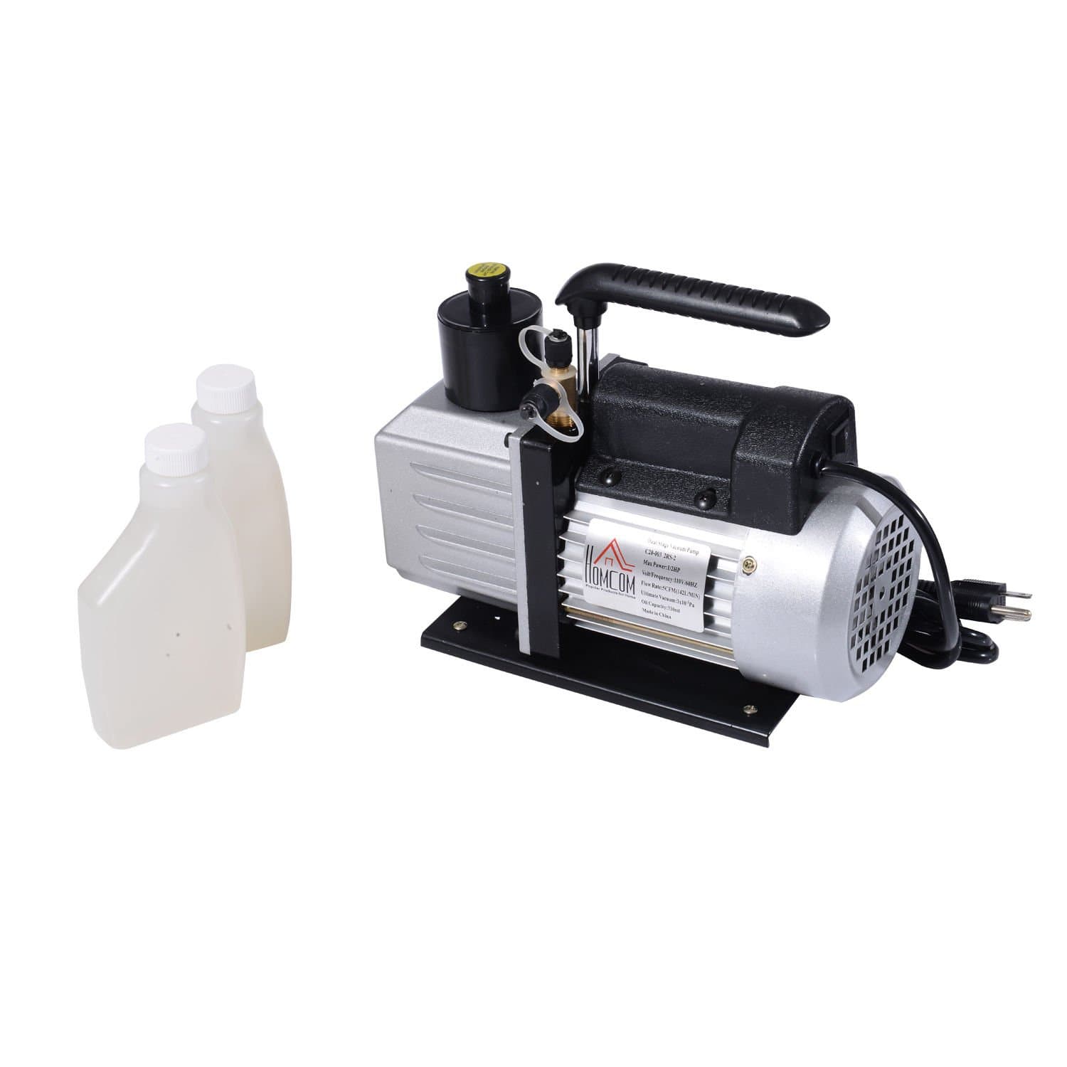 HOMCOM 2-Stage 5 CFM Rotary Vane 1/2 HP HVAC Refrigerant Handheld Vacuum Pump