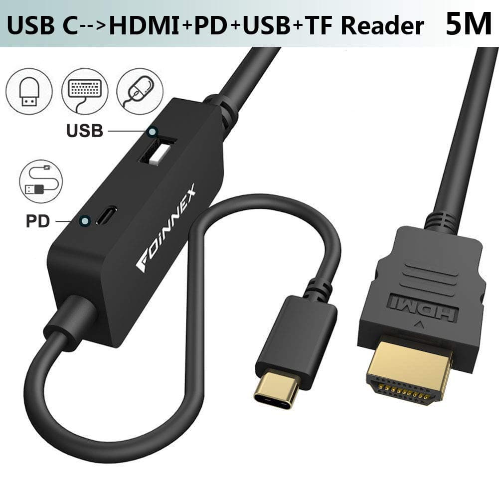 USB C to HDMI 15Ft TV PD Cable
