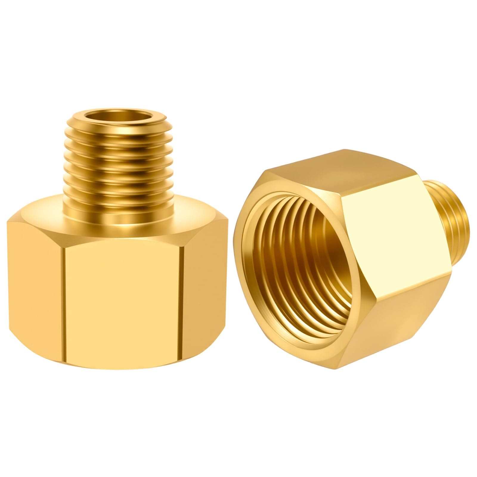 SDTC Tech 2-Pack Brass Pipe Fitting 1/4 NPT Thread Male to 1/2 NPT Thread Female Reducer Adapter, Brass Pipe Extension Connectors