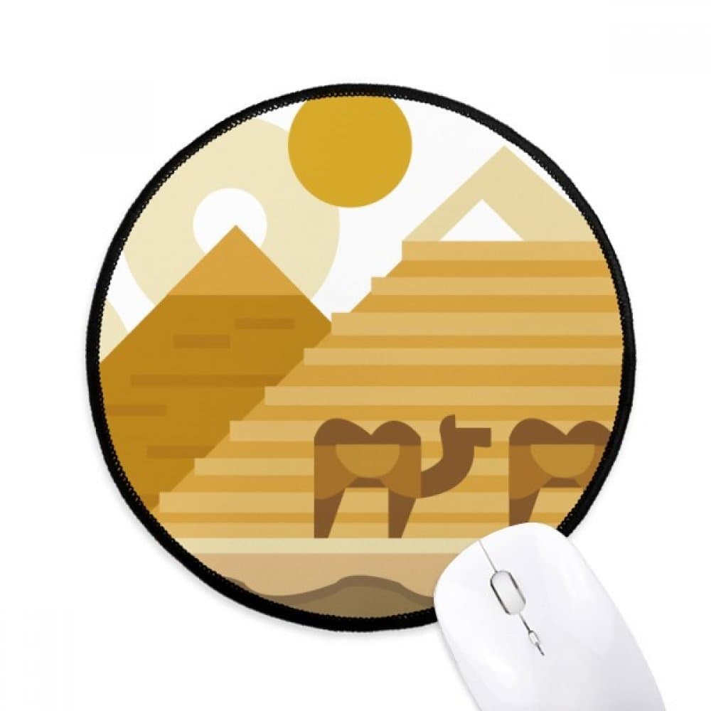 DIYthinker Egypt Yellow Green Sphinx Pyramids Camel Round Non-Slip Mousepads Black Titched Edges Game Office Gift