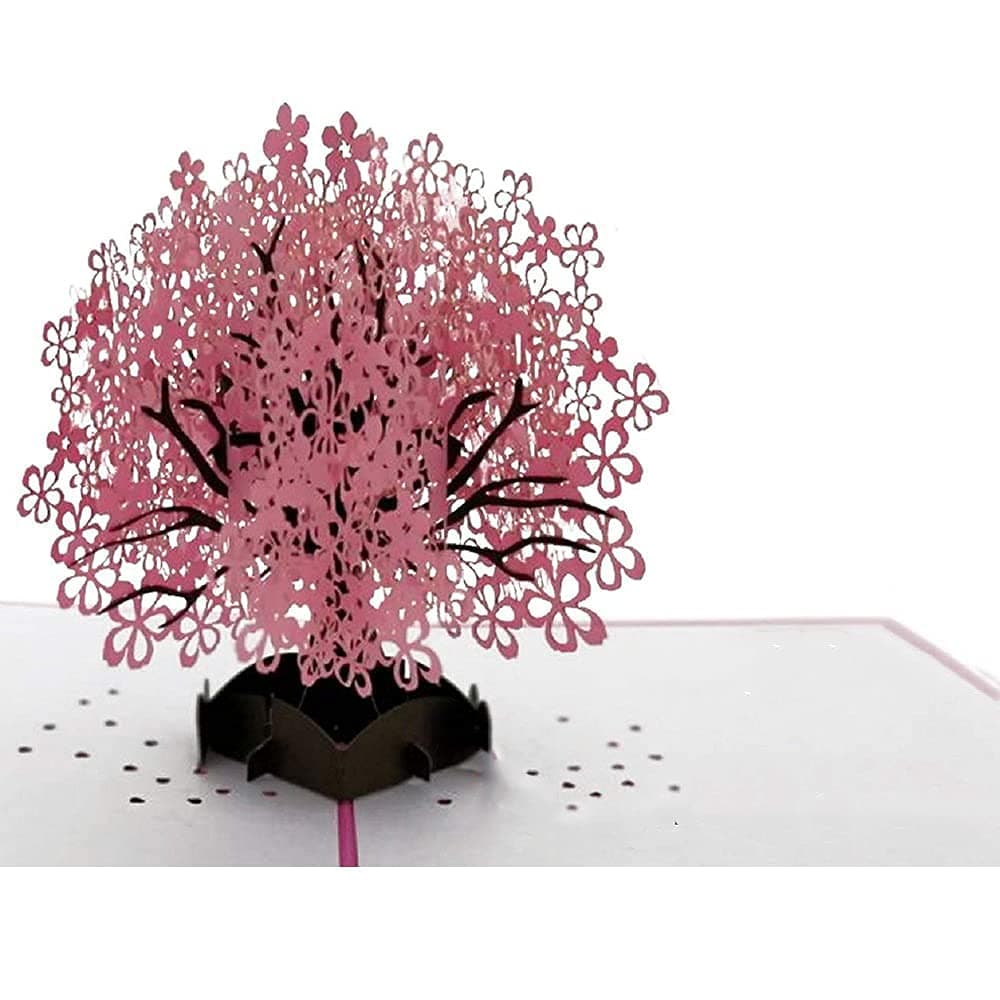 MUSTESH Handmade 3D SURPRISE With Extra Card - Cherry Blossom Tree Pop up - ForChristmas, Anniversary, Mothers-day Fathers and Valentines, Birthday