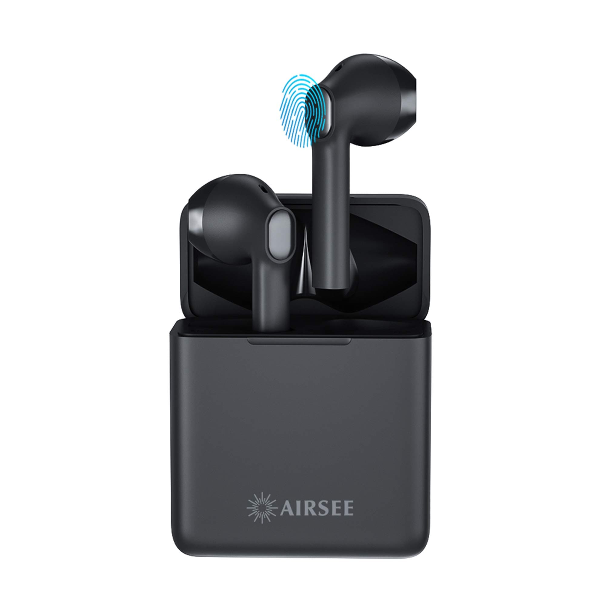 AIRSEE Wireless Earbuds for iPhone Android | Bluetooth Earbuds with HiFi Stereo Sound and Microphone 25H Playtime | Waterproof IPX5 Bluetooth Headphones with Charging Case | Matte Black