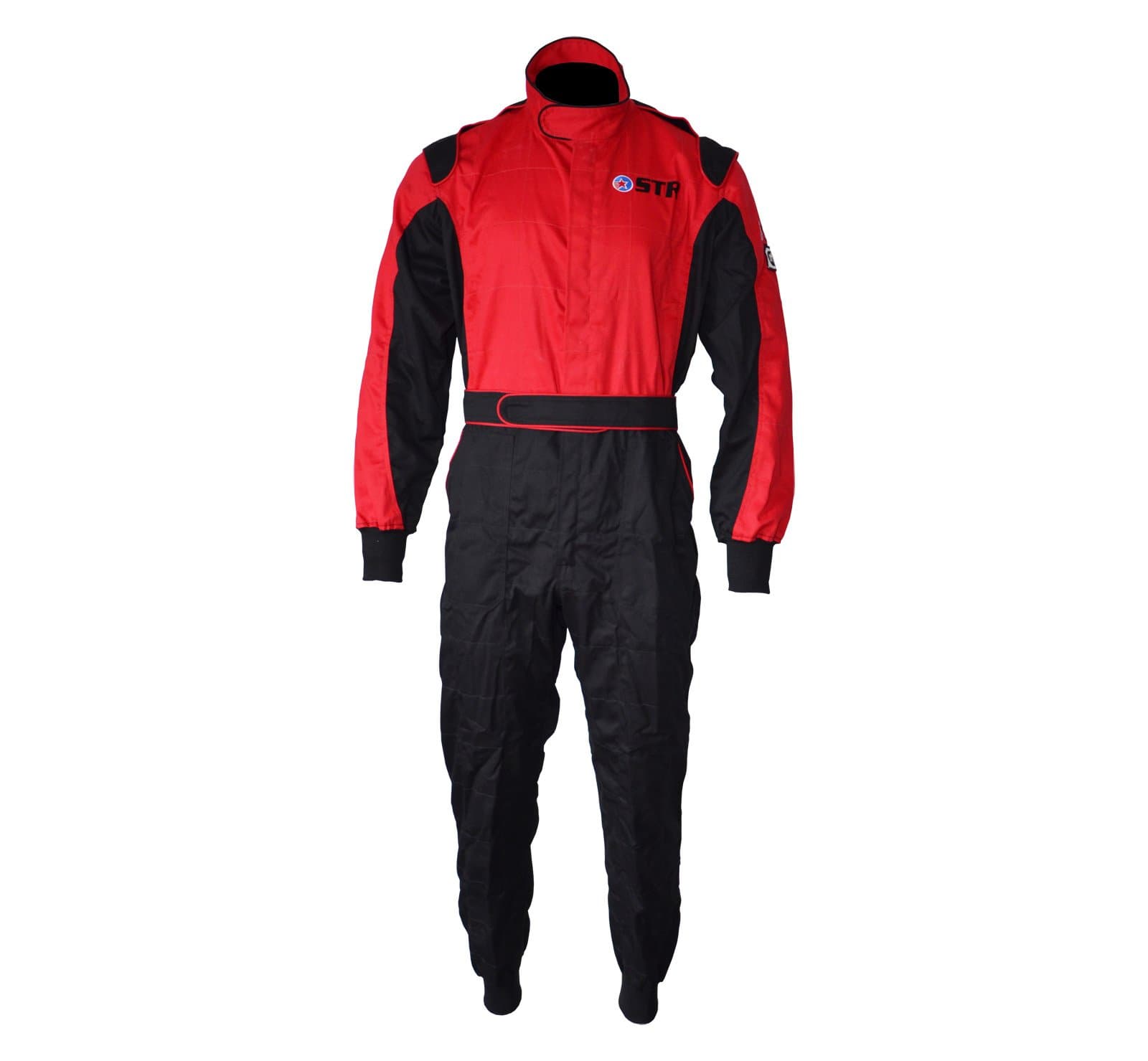 Single Layer Oval Start Race Suit - SFI 3-2A/1 Approved - Ideal for Stock Car Racing (Red/Black, EU64)