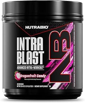 NutraBio Intra Blast Bcaa Powder Amino Acid Supplement, Electrolyte & Hydration Blend, Intra, Pre Workout & Muscle Recovery, 20g Eaa Amino Acids Powder, 5g Glutamine- Dragonfruit Candy, 30 Serving