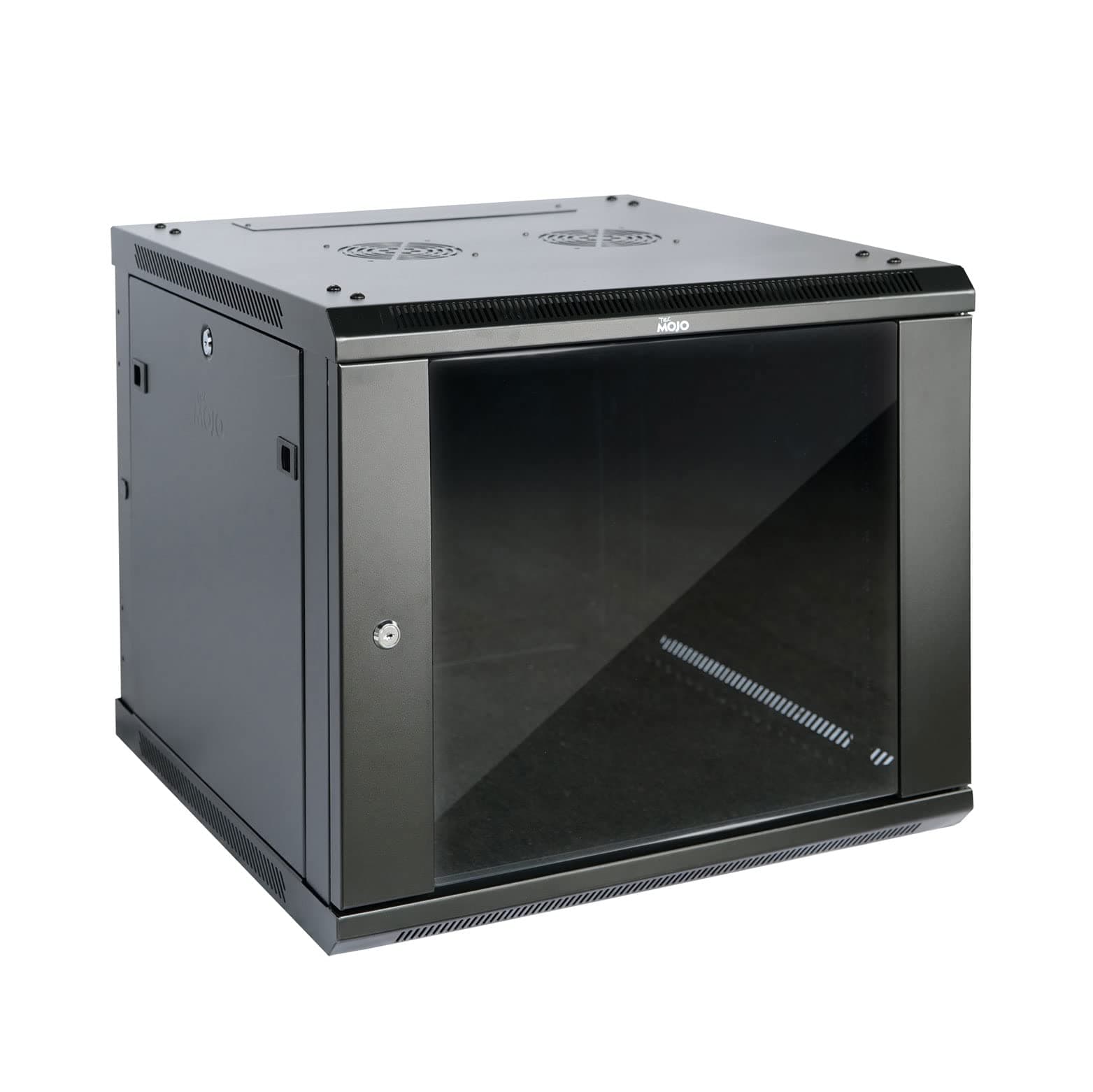 Tecmojo Elite Collection 9U Wall Mount Server Cabinet IT Network Rack Enclosure Lockable Glass Door and Side Panels, 19 inch Deep (Black, Elite/Glass/17.7inch Deep)
