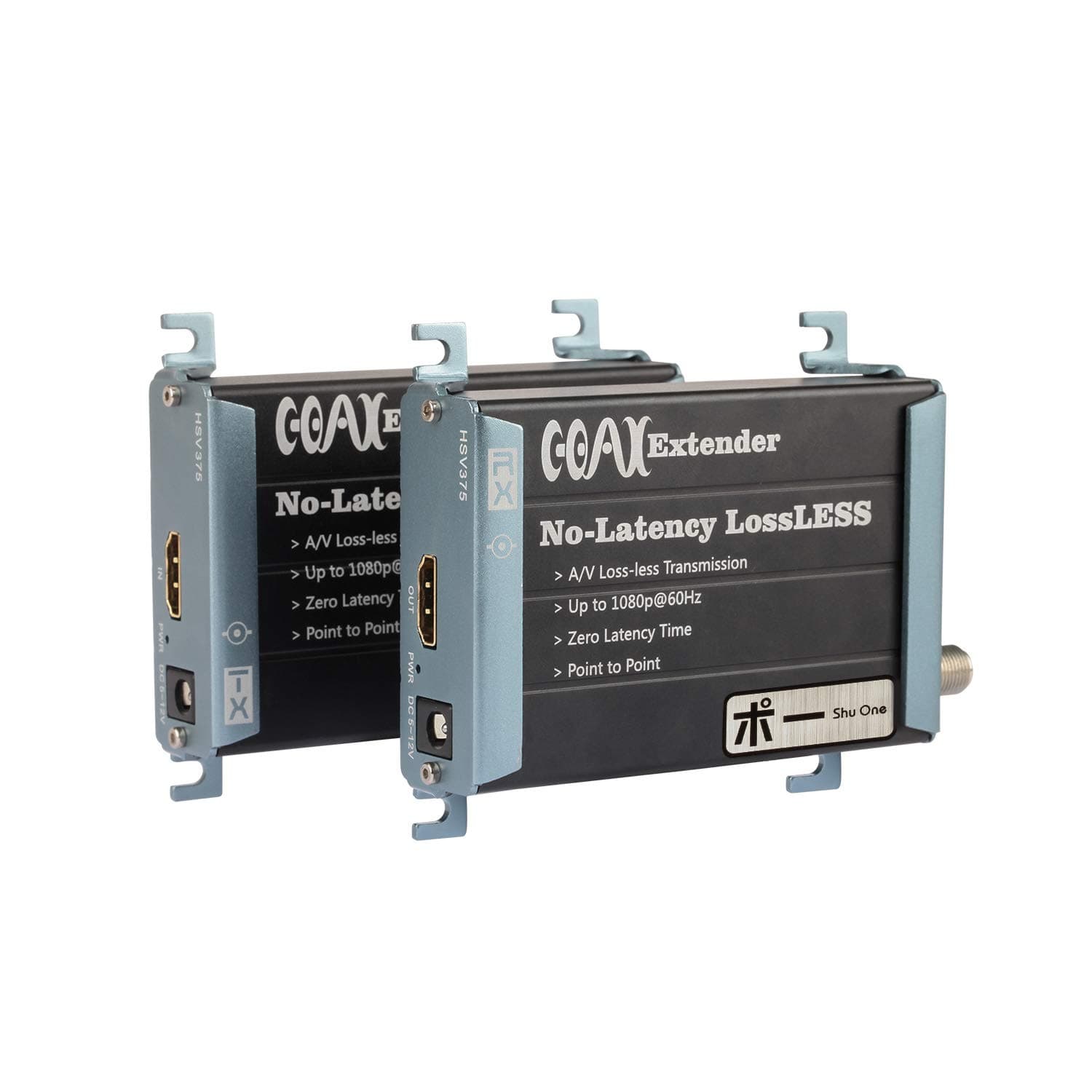 ShuOne HDMI Coax Extender Over Single Cable with F Type RF Point to Multipoint Coaxial Connectors Support HD 1080P 300m 984ft Lossless No Latency Extention for DVR DVD Security Cameras