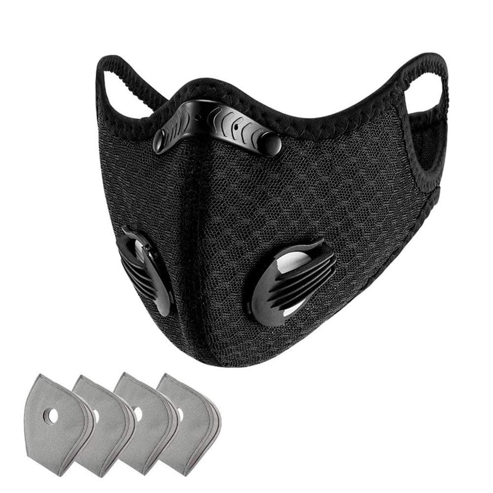 Protective Covers with 4 Filter Sheet,Washable Reusable Protection Cover with 2 Breathing Valve-Black (1 Pack)