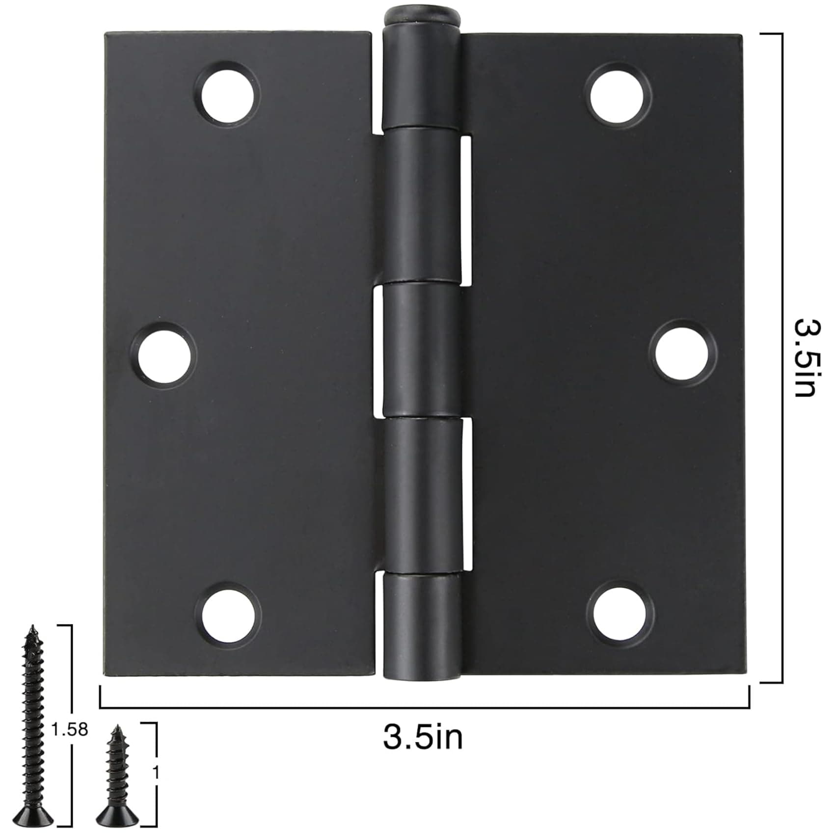 30 Pack Matte Black Door Hinges 3.5 x 3.5 Inch Interior 3 1/2 Inch Door Hinges for Doors Square Radius Corners Flat Iron Hinge 3 ½"x 3 ½" Door Hardware Controls