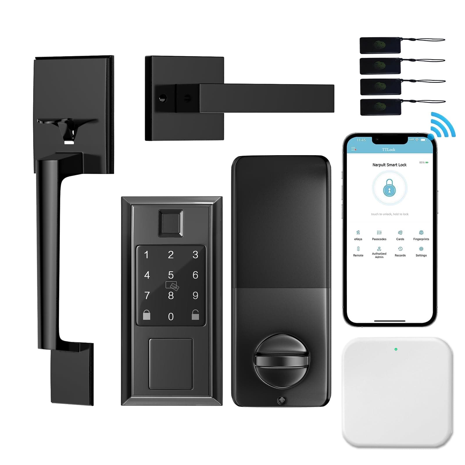 WiFi Front Door Lock Set, Keyless Entry Door Lock Deadbolt with Handle Set, Smart Door Locks for Front Door