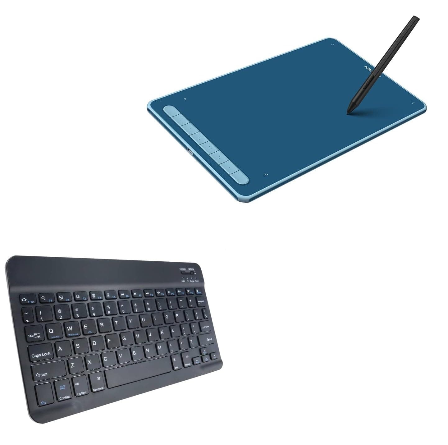 BoxWave Keyboard Compatible with XP-Pen Deco LW - SlimKeys Bluetooth Keyboard, Portable Thin with Chiclet-Style Keys - Jet Black