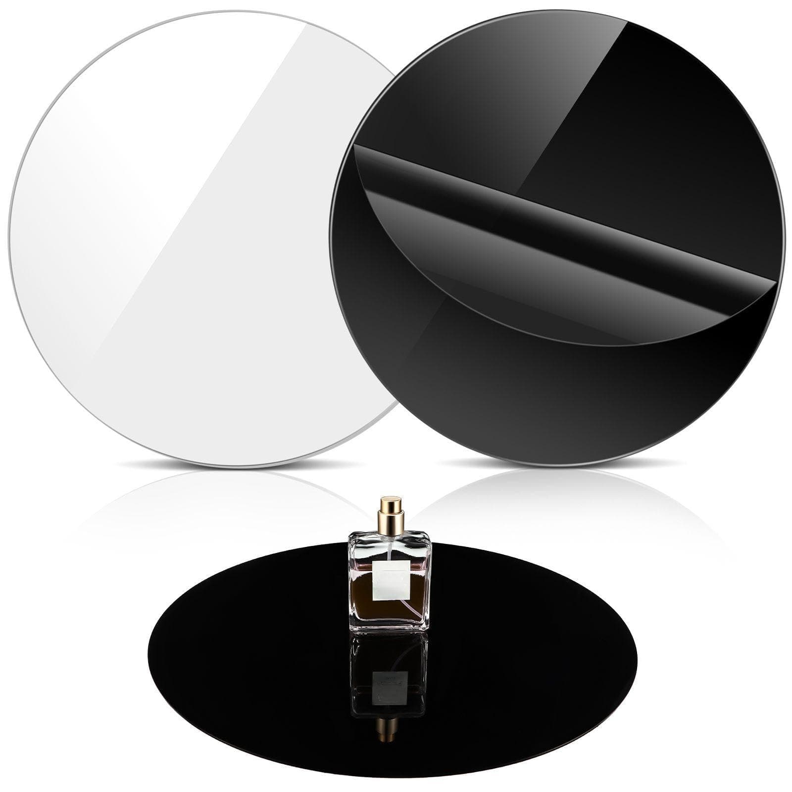 2 Pieces 12 Inch Reflective Display Table Riser Professional Product Photography Black and White Background Display for Product Table Top Photography Shooting