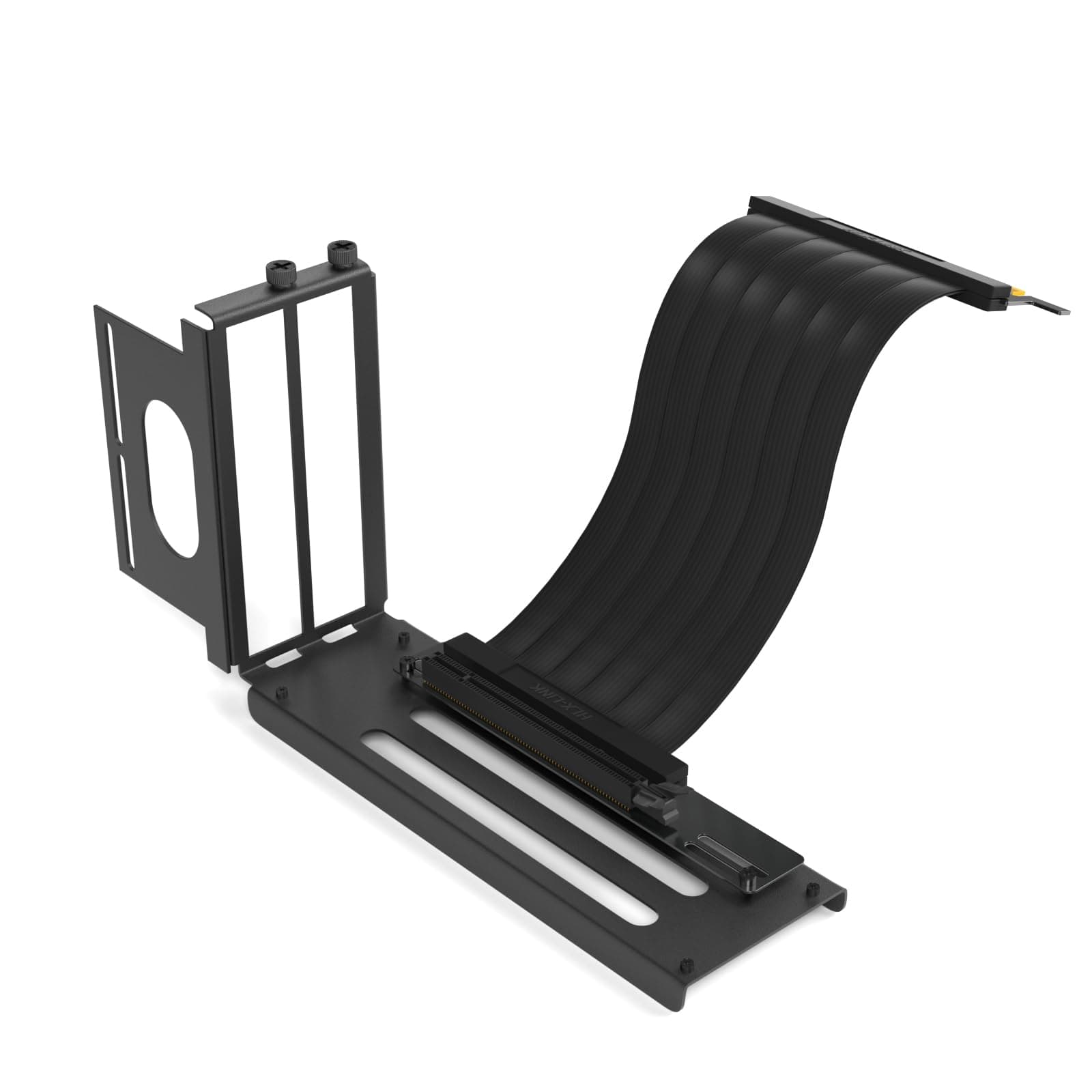 Vertical GPU Mounting Bracket Graphics Card Holder Kit with PCIE Riser Cable 90 Degree Right Angle 25cm Black