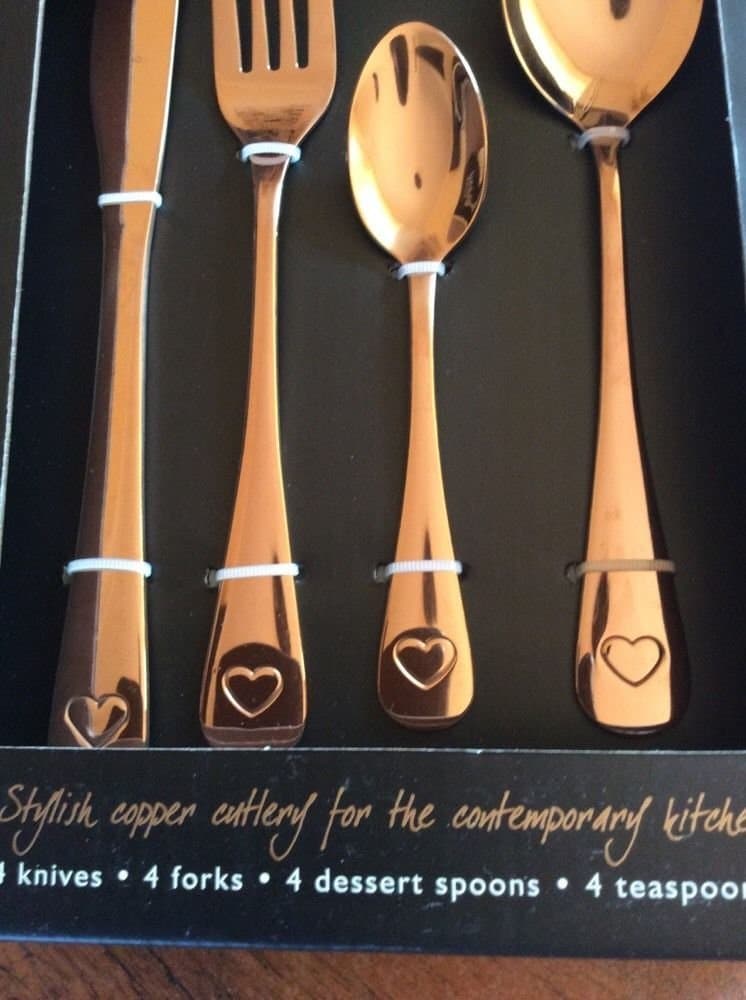 2 x 16 Piece Gold / Copper Cutlery Set