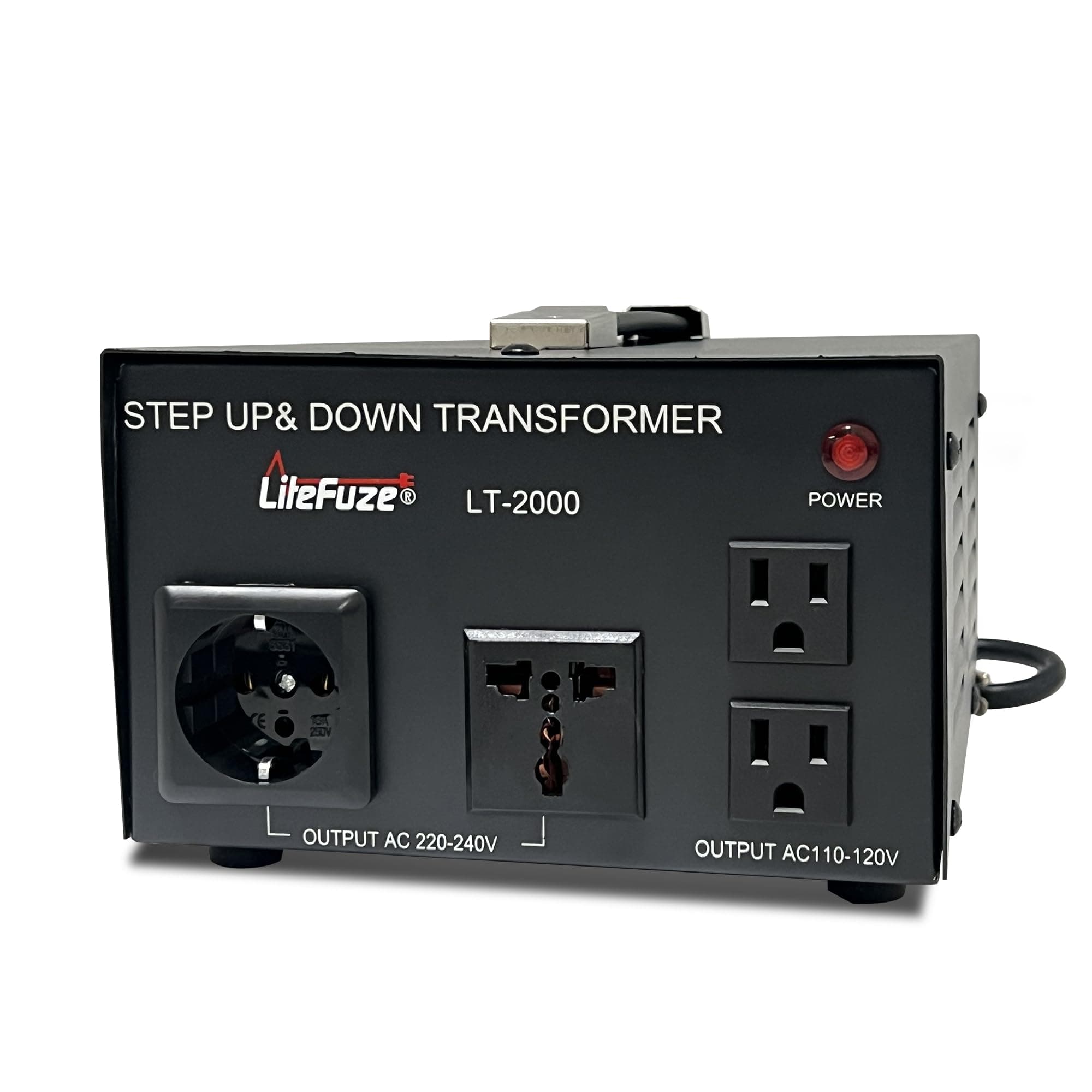 LT Series 2000 Watt Step Up/Down Voltage Converter Transformer - 110v to 220v / 220v to 110v Power Converter - Fully Grounded Cord - Universal Socket, CE Certified - 5 Year Warranty