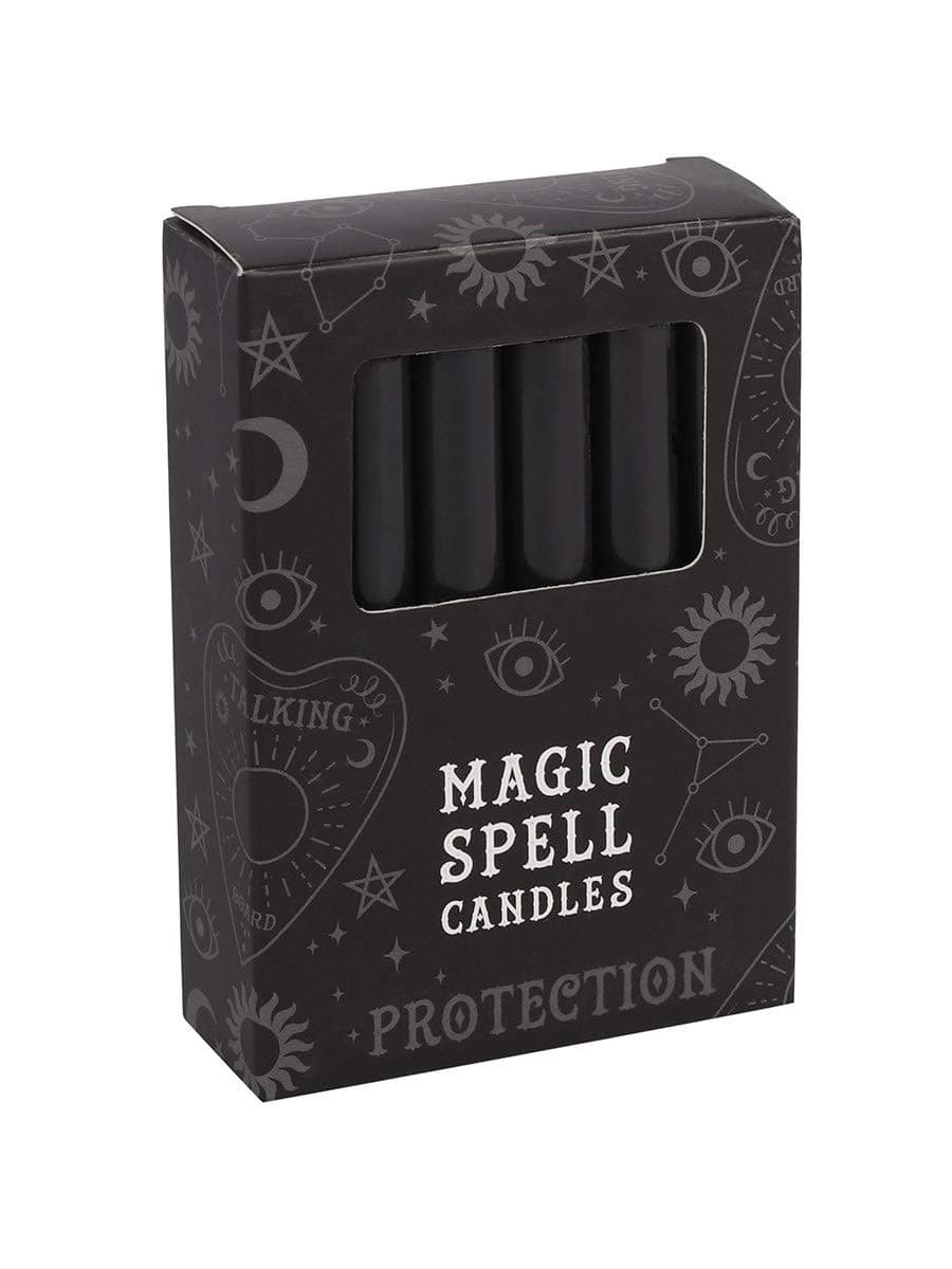 12 Magic Candles with Protection 10 cm Black