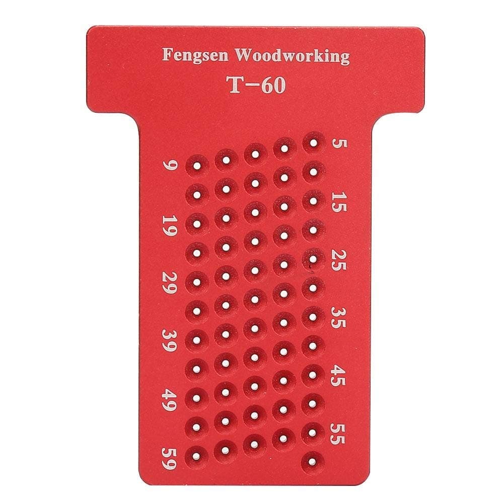 DEWIN Hole Marking Tool, Scribing Ruler Woodworking T-Type Scriber Aluminum Alloy Hole Gauge Carpenter Marking Tool Red