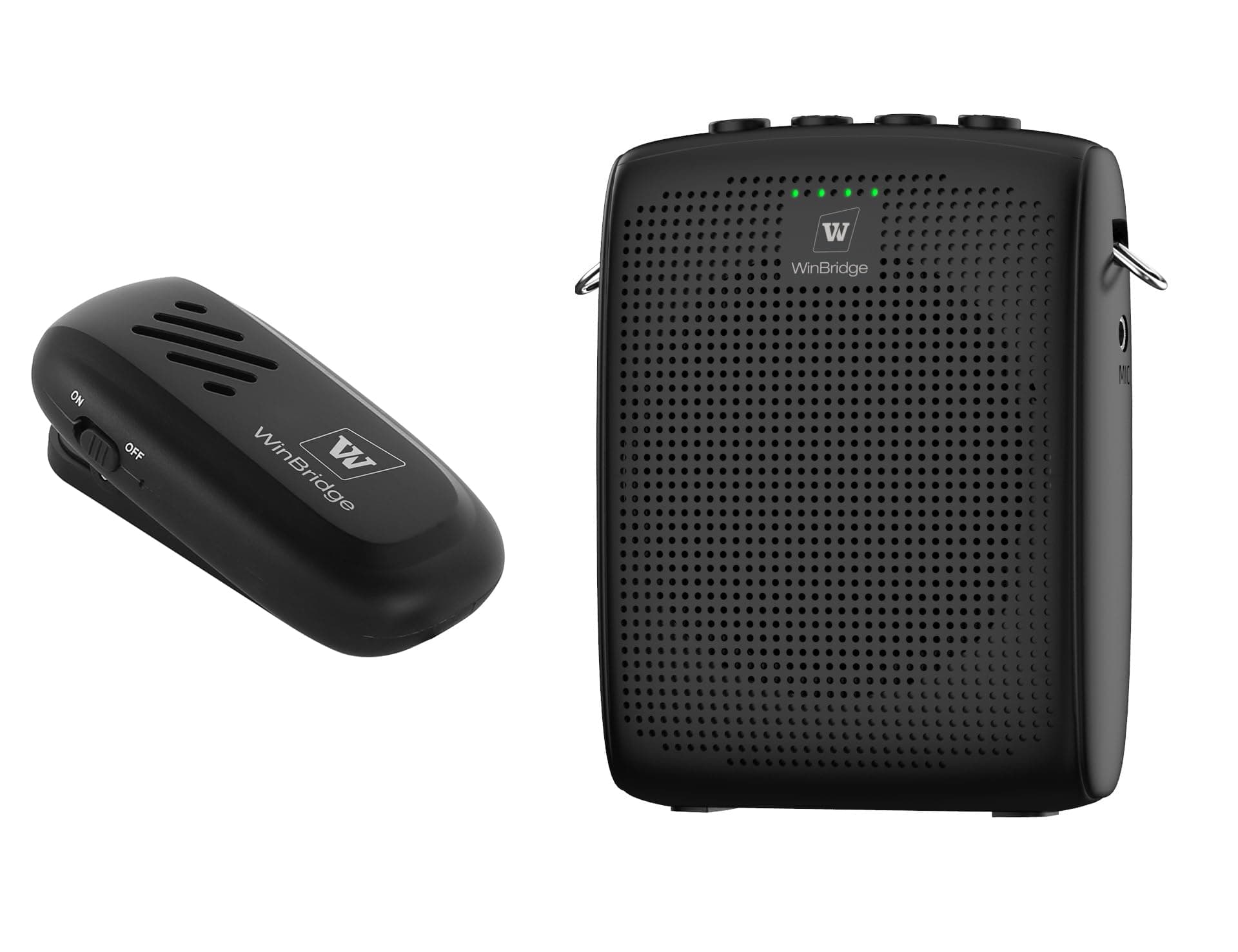 WinBridge Wireless Voice Amplifier with Bluetooth Lavalier Lapel Microphone for Teachers,Portable Speaker and Wireless Clip On Microphone System, Mini Megaphone Speaker Mic Set 15W 2600mAh WB005