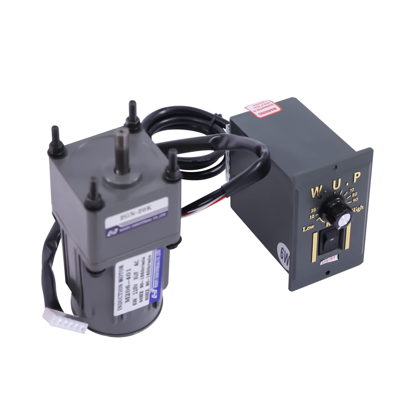 Electric Gear Reduction Motor AC 110V Adjustable Variable Gear Reducer Motor, 6W 20K 0-1400rpm Reversible High Torque Variable Speed Gear Motor with Speed Controller(Reduction Ratio 1:20)