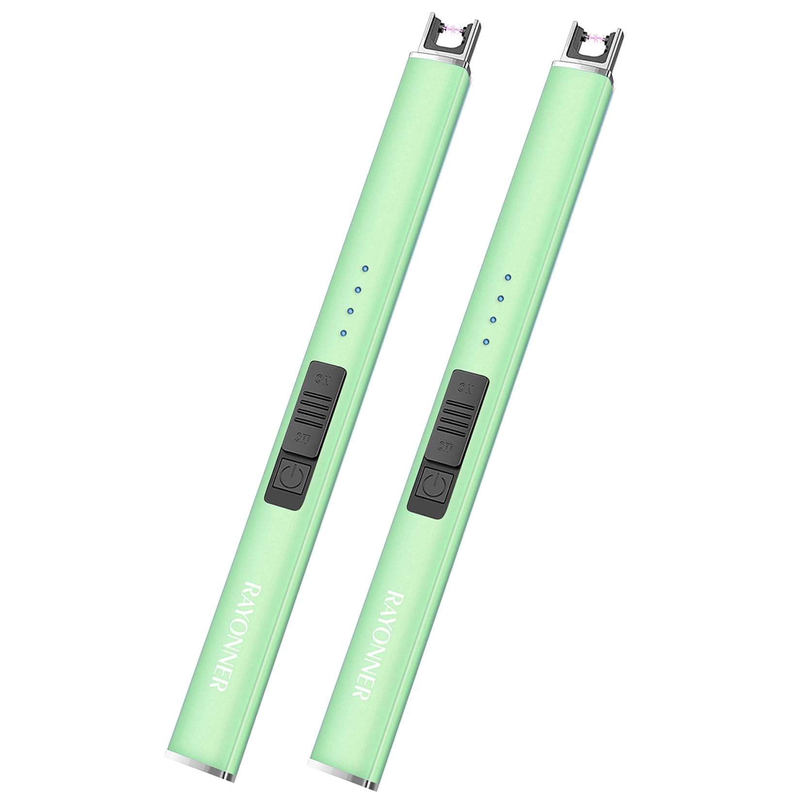 RAYONNERElectric Lighter USB Rechargeable Windproof Plasma (Light Green, Pack of 2)