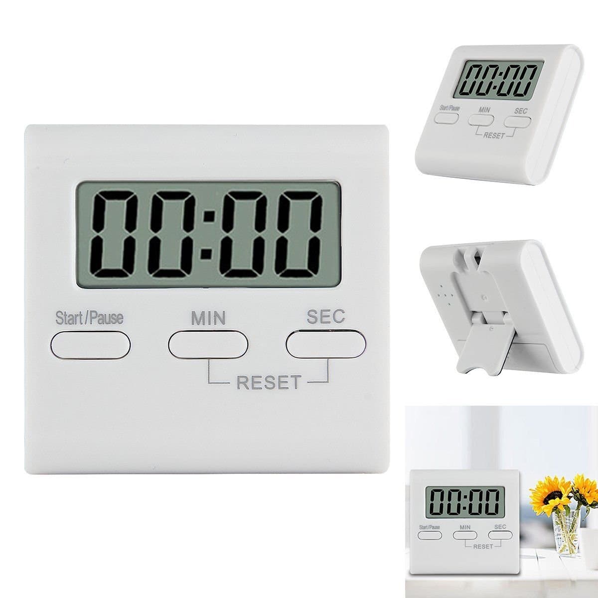 Digital Kitchen Cooking Timer, KEEDA Count-Down Up Clock Timer, with Large LCD Display Screen & Loud Sounding Alarm, Strong Magnetic Backing, Retractable Stand (White)